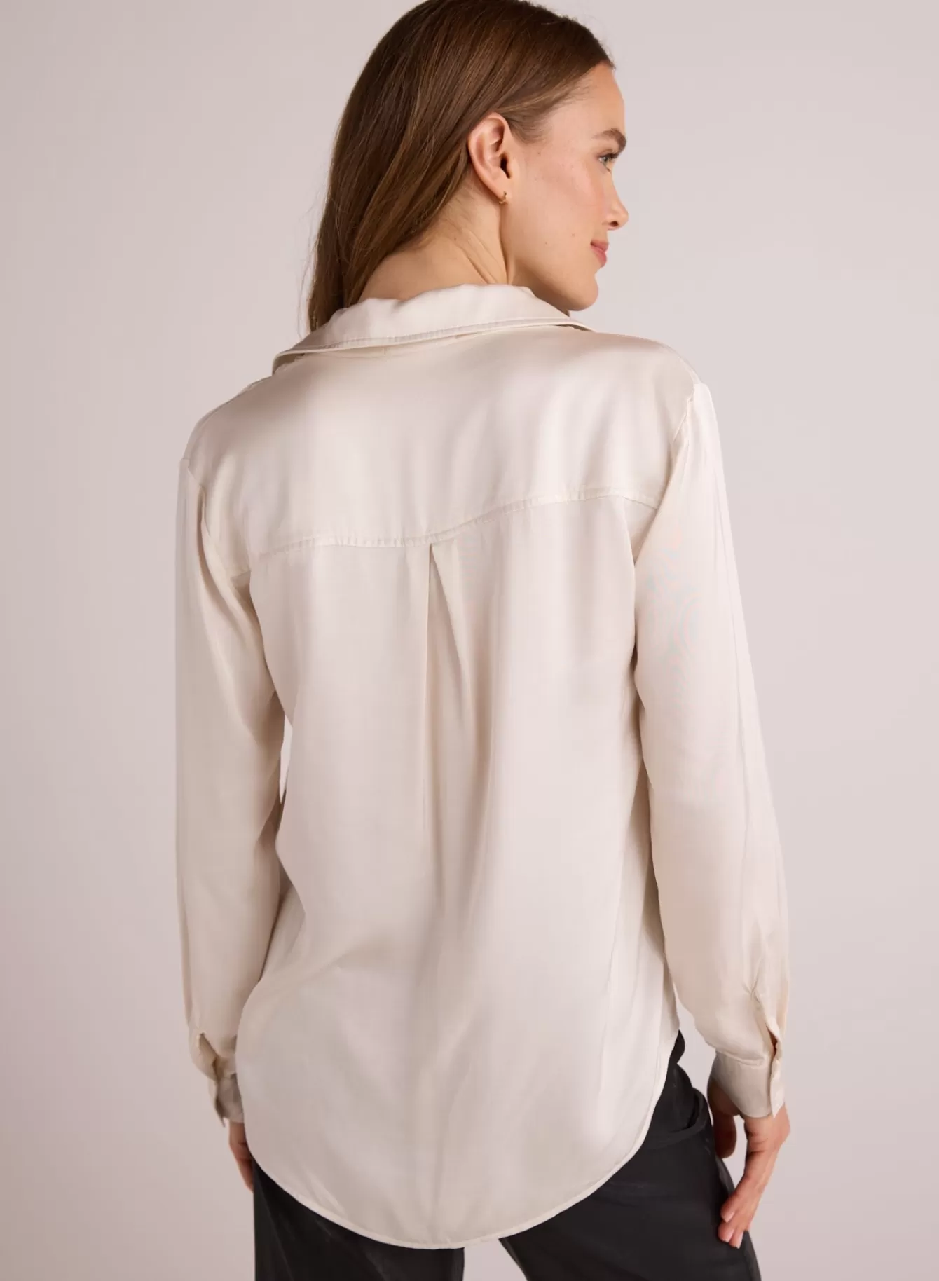 Bella Dahl Button Down-High Low Hem Shirt - Winter White