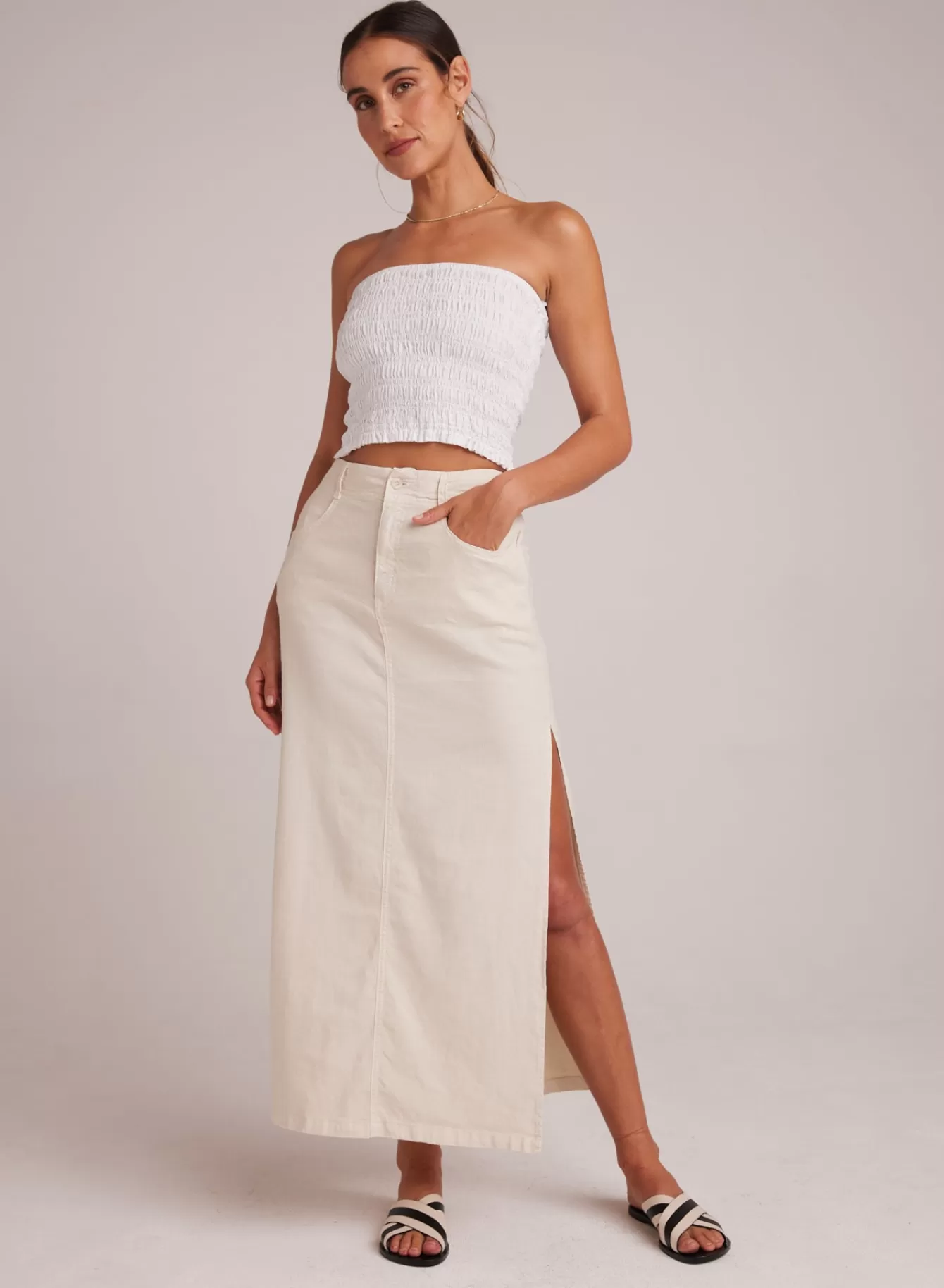 Bella Dahl Skirts-Indigo Side Slit Skirt - Samba Sand