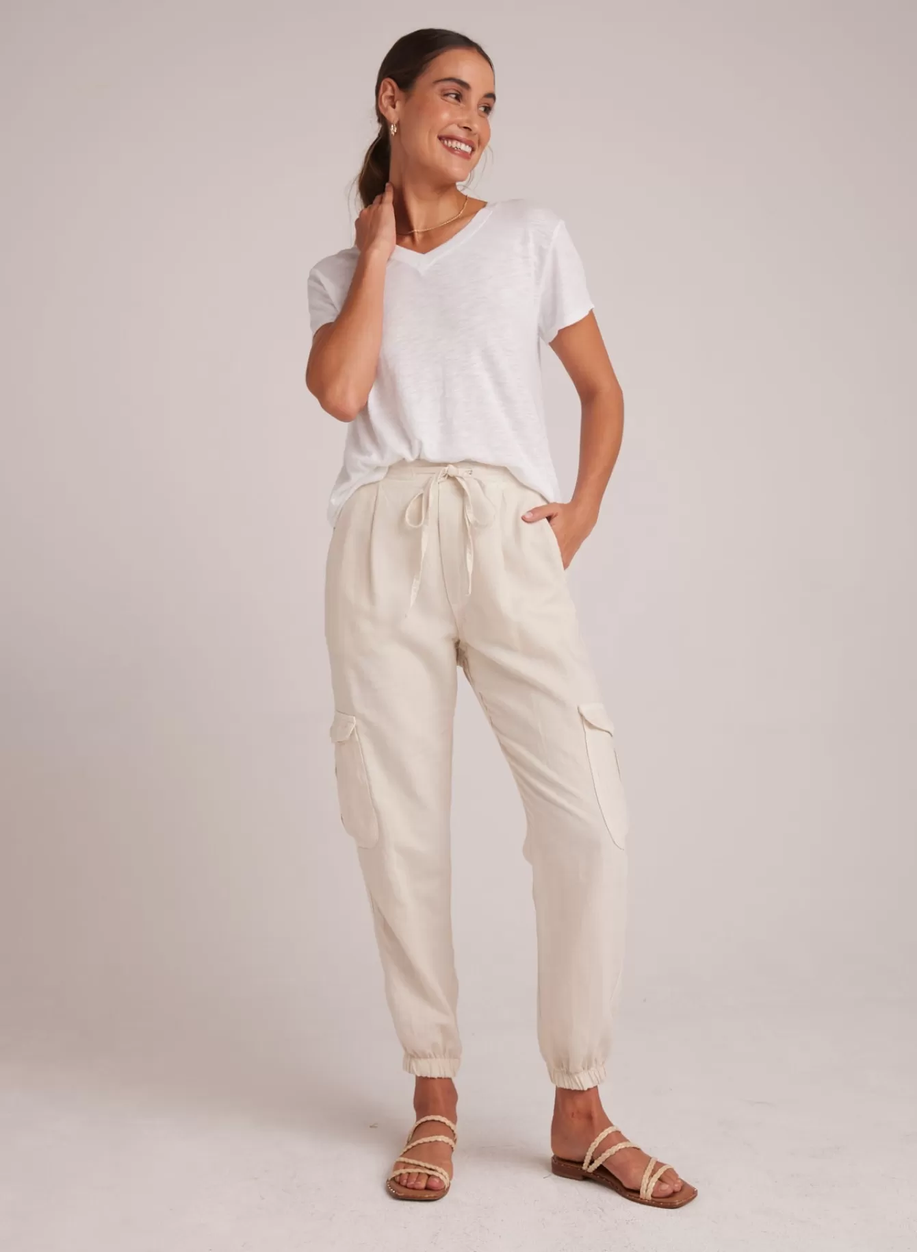 Bella Dahl Pants-Isla Pleated Jogger - Seashell Sand