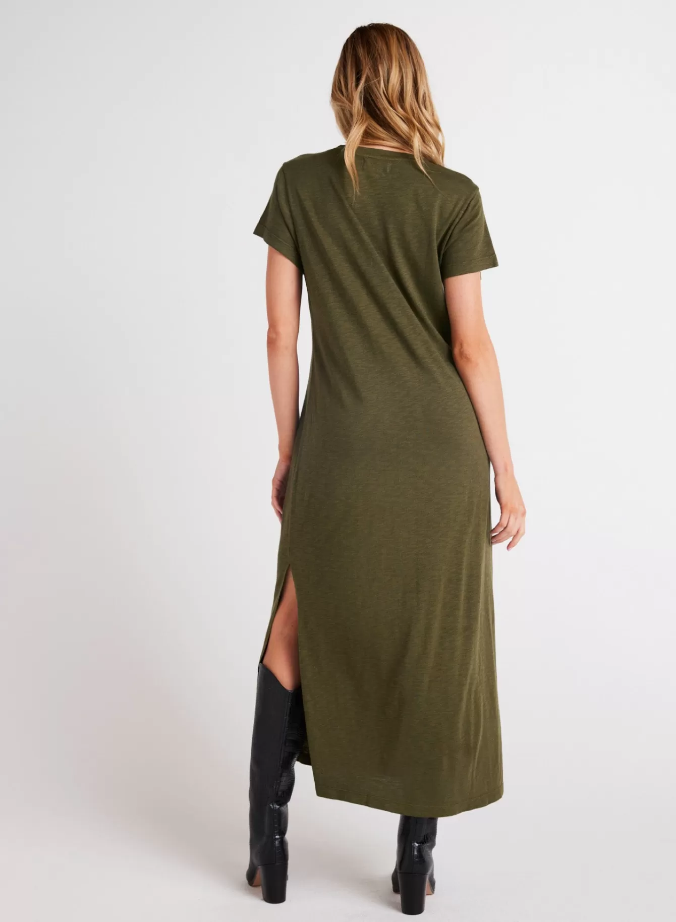 Bella Dahl Essentials Dresses-Knit V-Neck Maxi Dress - Italian Herb