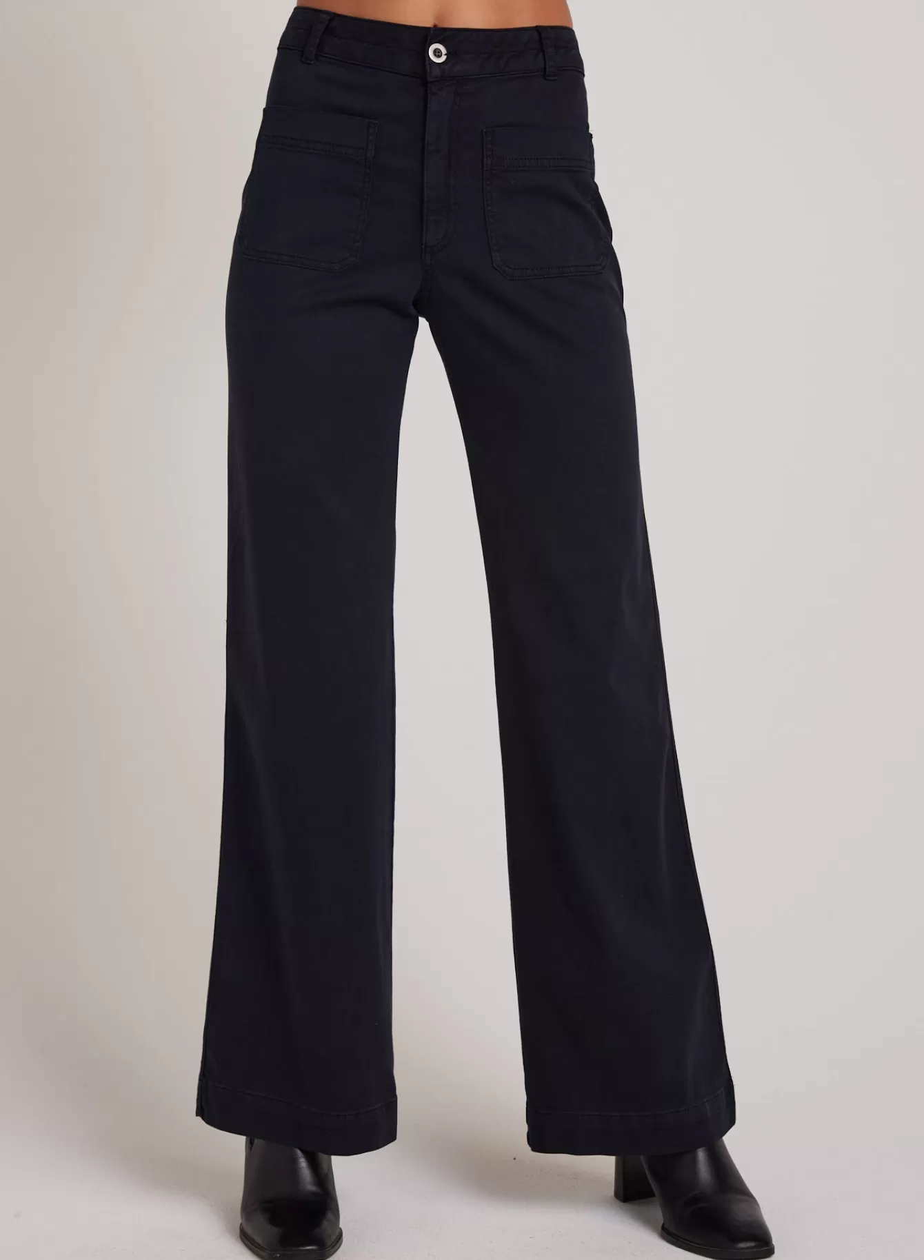 Bella Dahl Pants-Lola Two Pocket Wide Leg - Soft Black