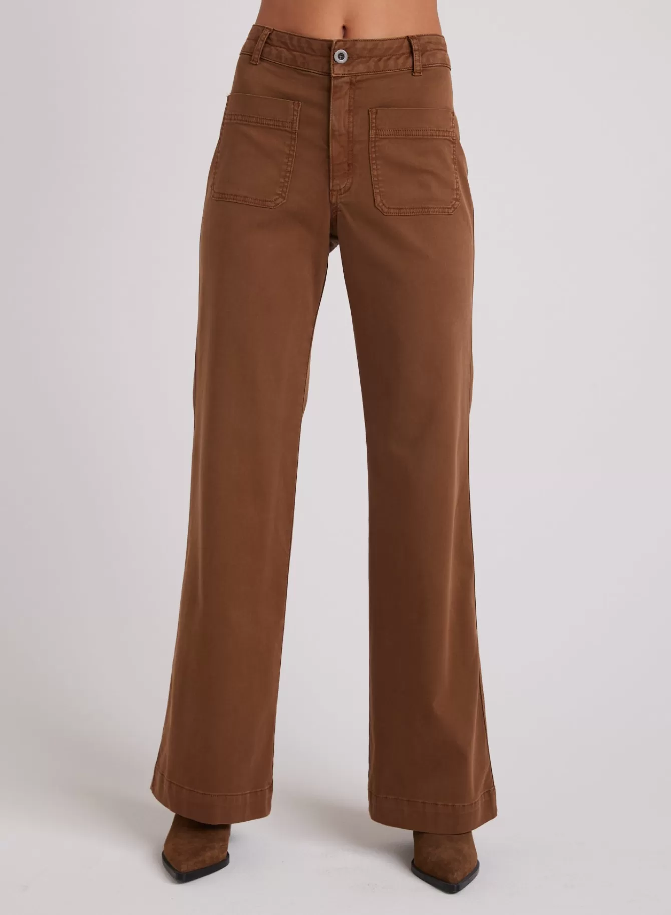 Bella Dahl Pants-Lola Two Pocket Wide Leg - Spiced Brown