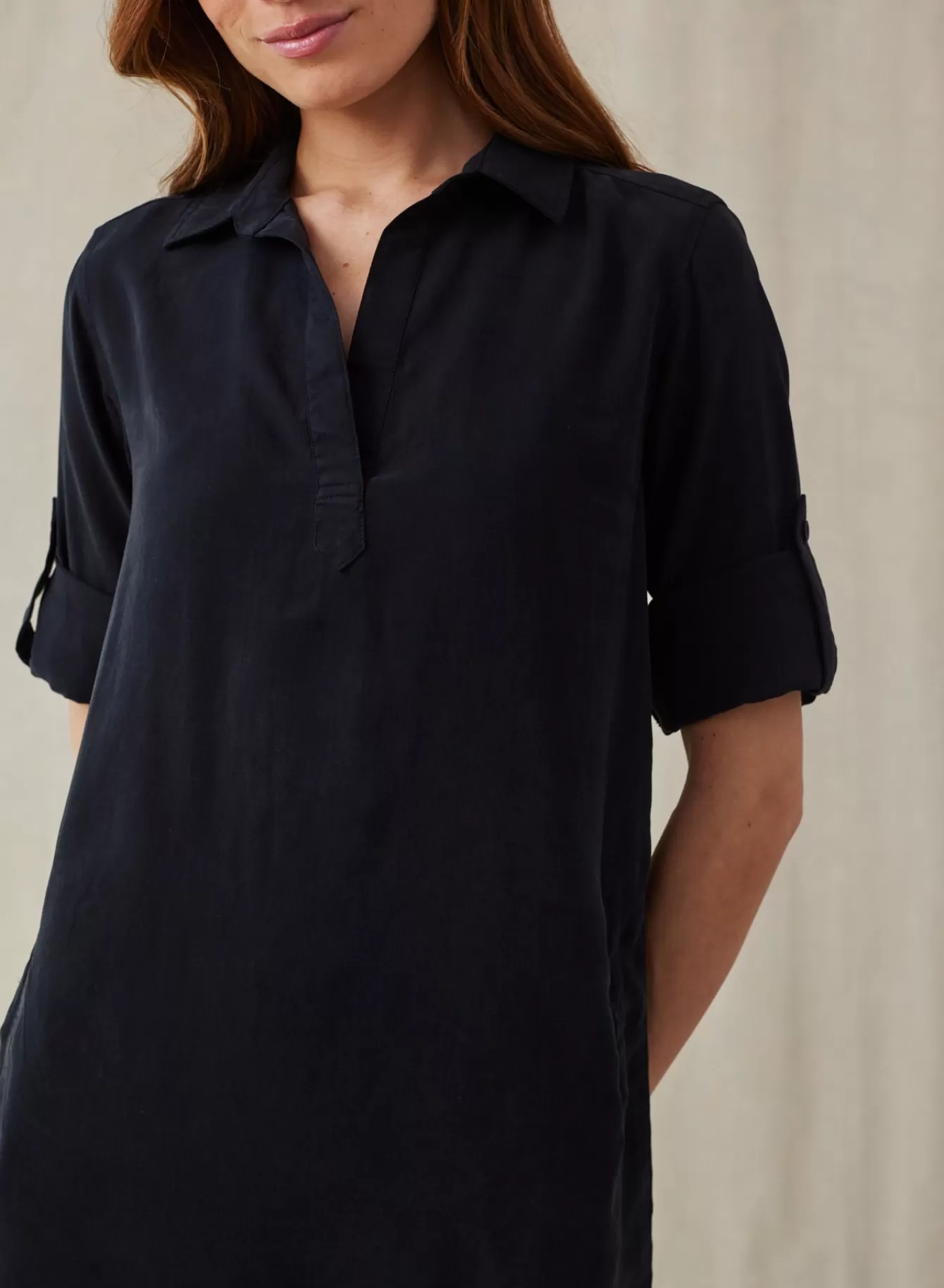 Bella Dahl Essentials Dresses-Long Sleeve A-Line Shirt Dress - Vintage Black