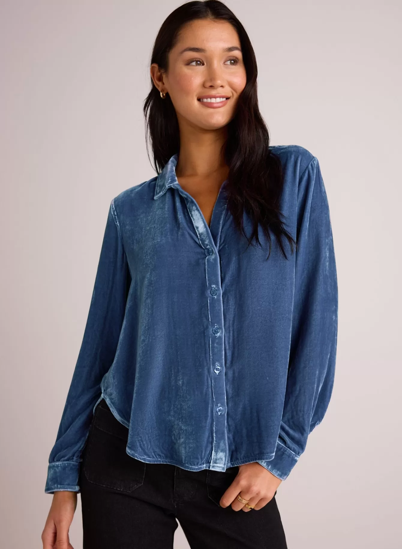 Bella Dahl Button Down-Long Sleeve Clean Shirt - Nordic Blue