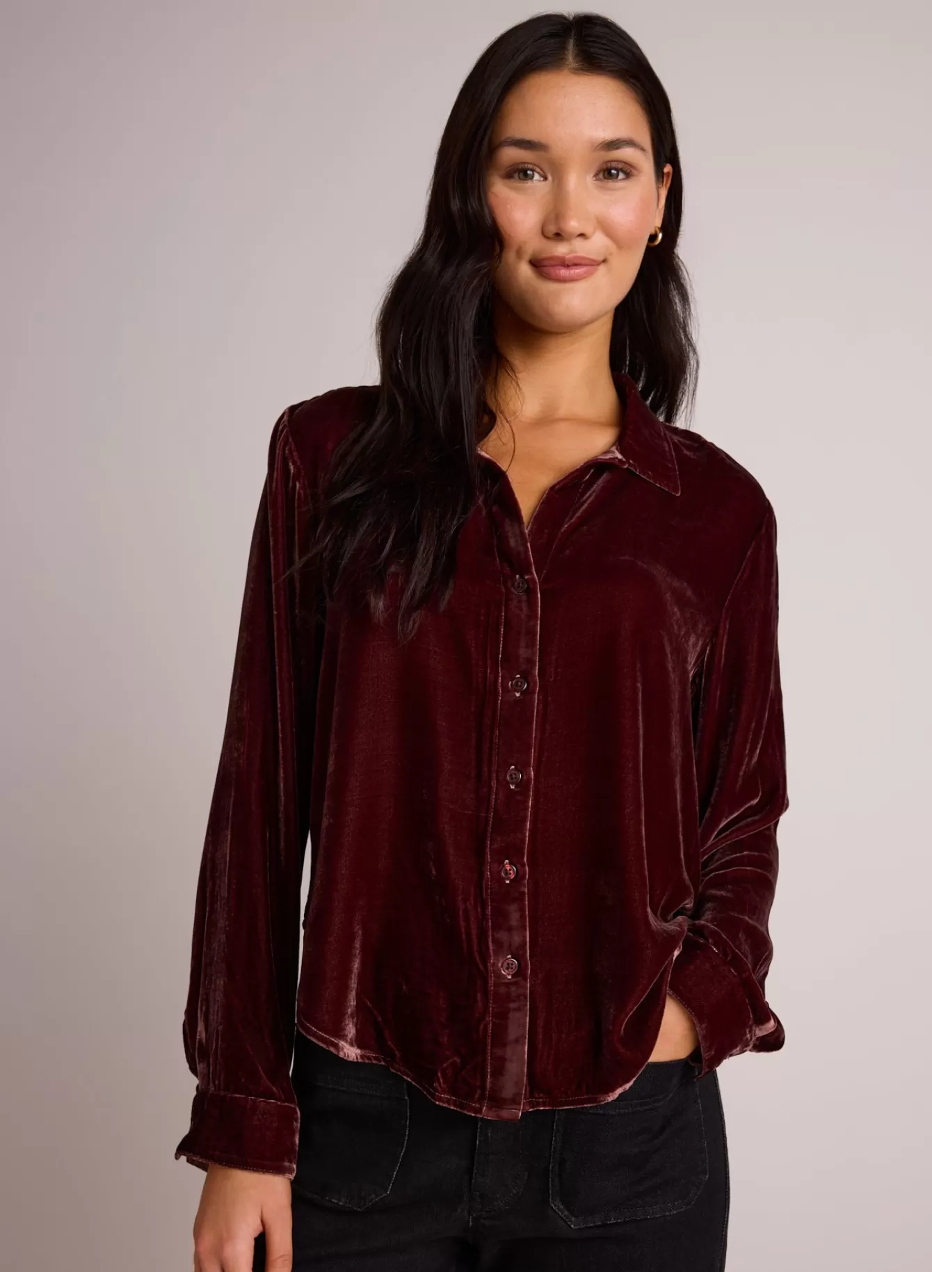 Bella Dahl Button Down-Long Sleeve Clean Shirt - Winter Rouge