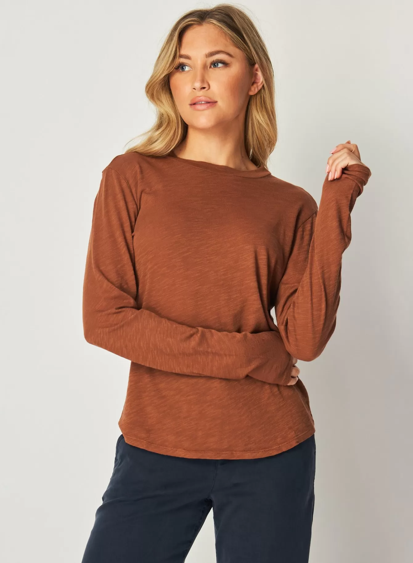 Bella Dahl Essentials Tops-Long Sleeve Crew Tee - Twilight Gold