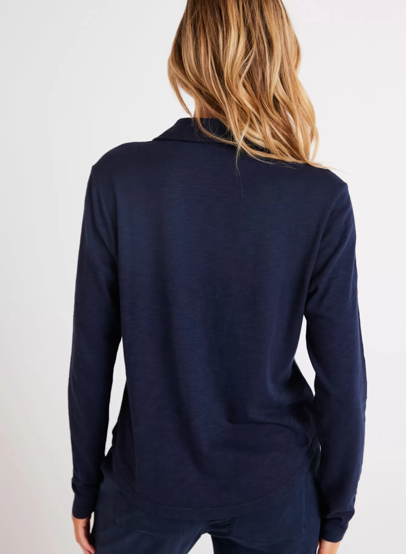 Bella Dahl Seasonal Essentials-Long Sleeve Knit Button Down - Endless Sea