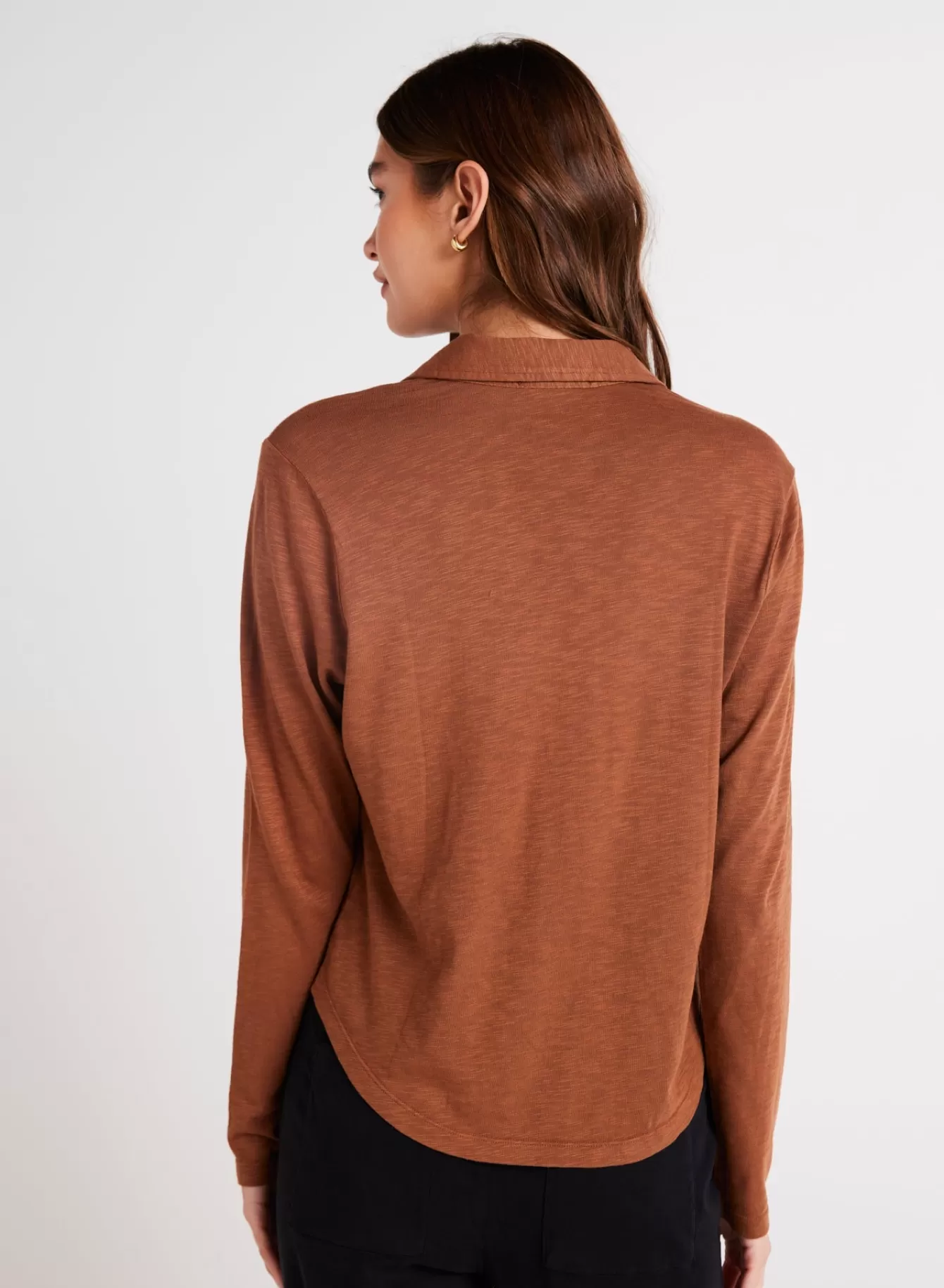 Bella Dahl Long Sleeve-Long Sleeve Knit Button Down - Twilight Gold