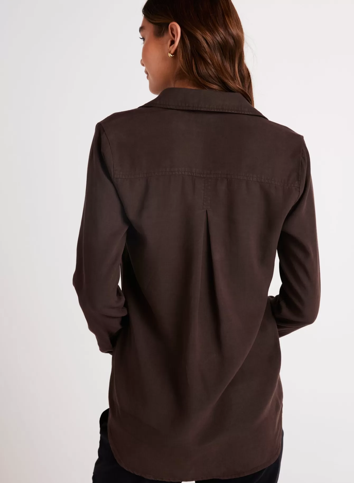 Bella Dahl Essentials Tops-Long Sleeve Pullover Tunic - Chestnut Brown