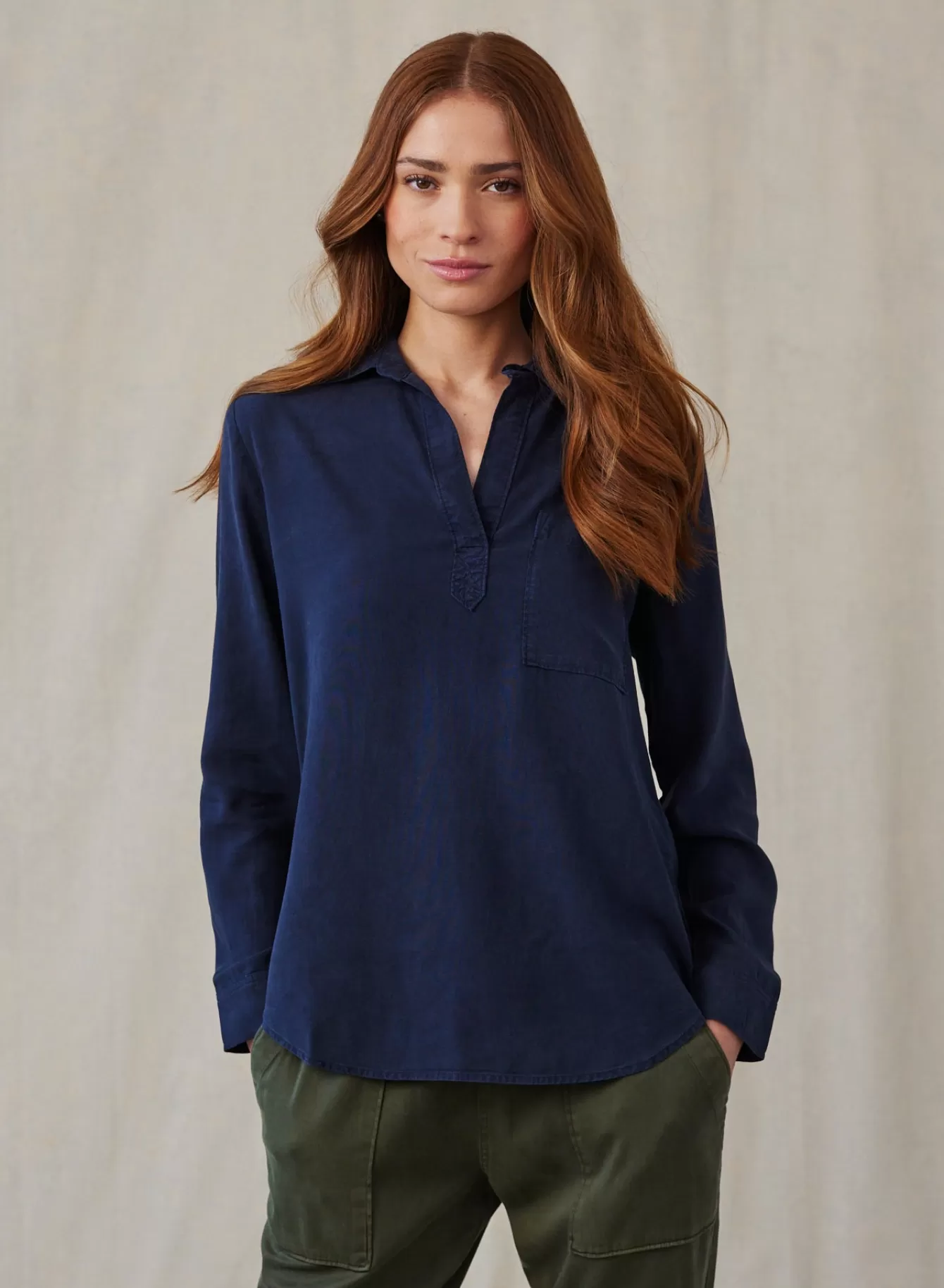 Bella Dahl Seasonal Essentials-Long Sleeve Pullover Tunic - Endless Sea