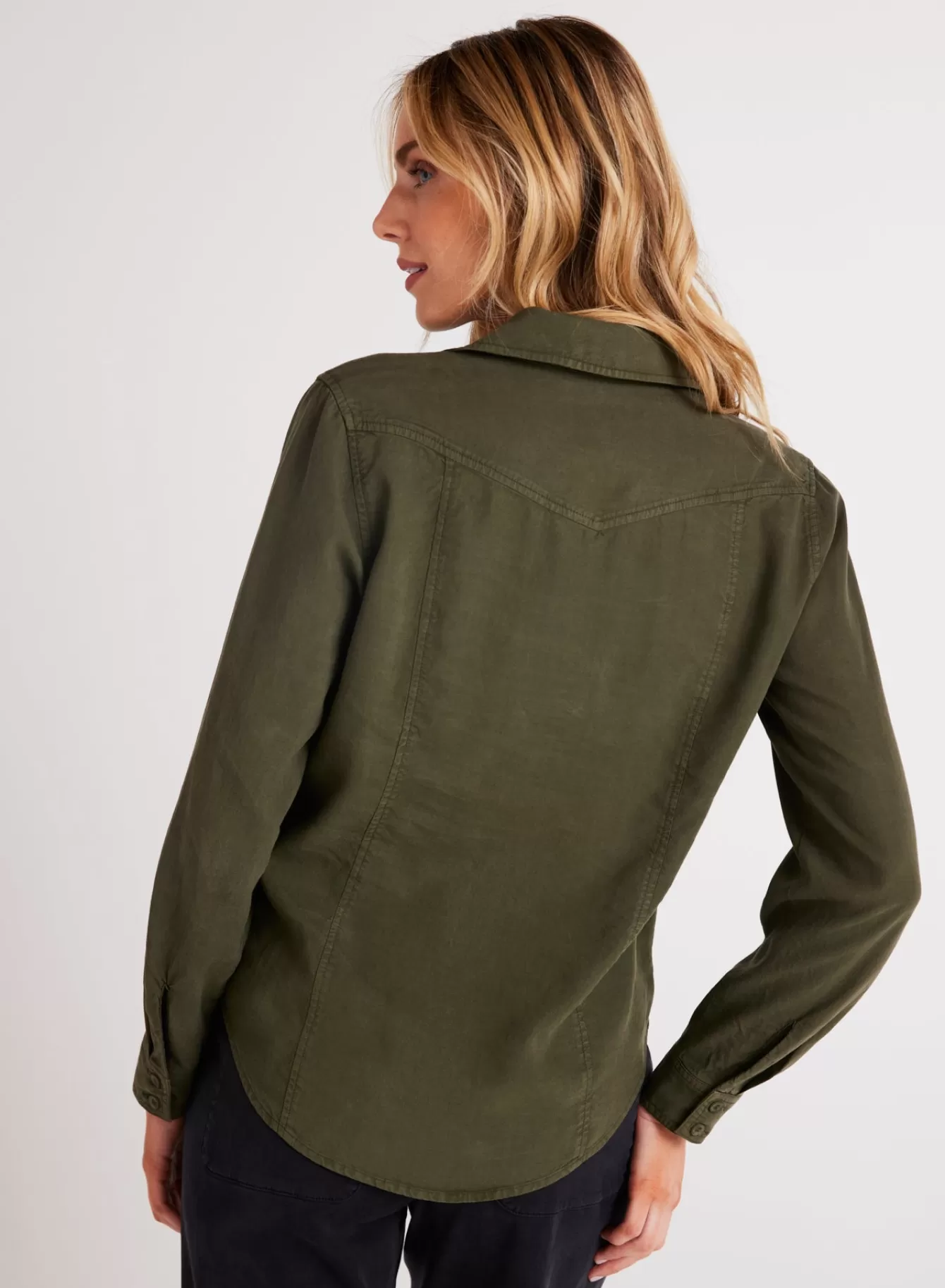 Bella Dahl Seasonal Essentials-Long Sleeve Seamed Shirt - Italian Herb