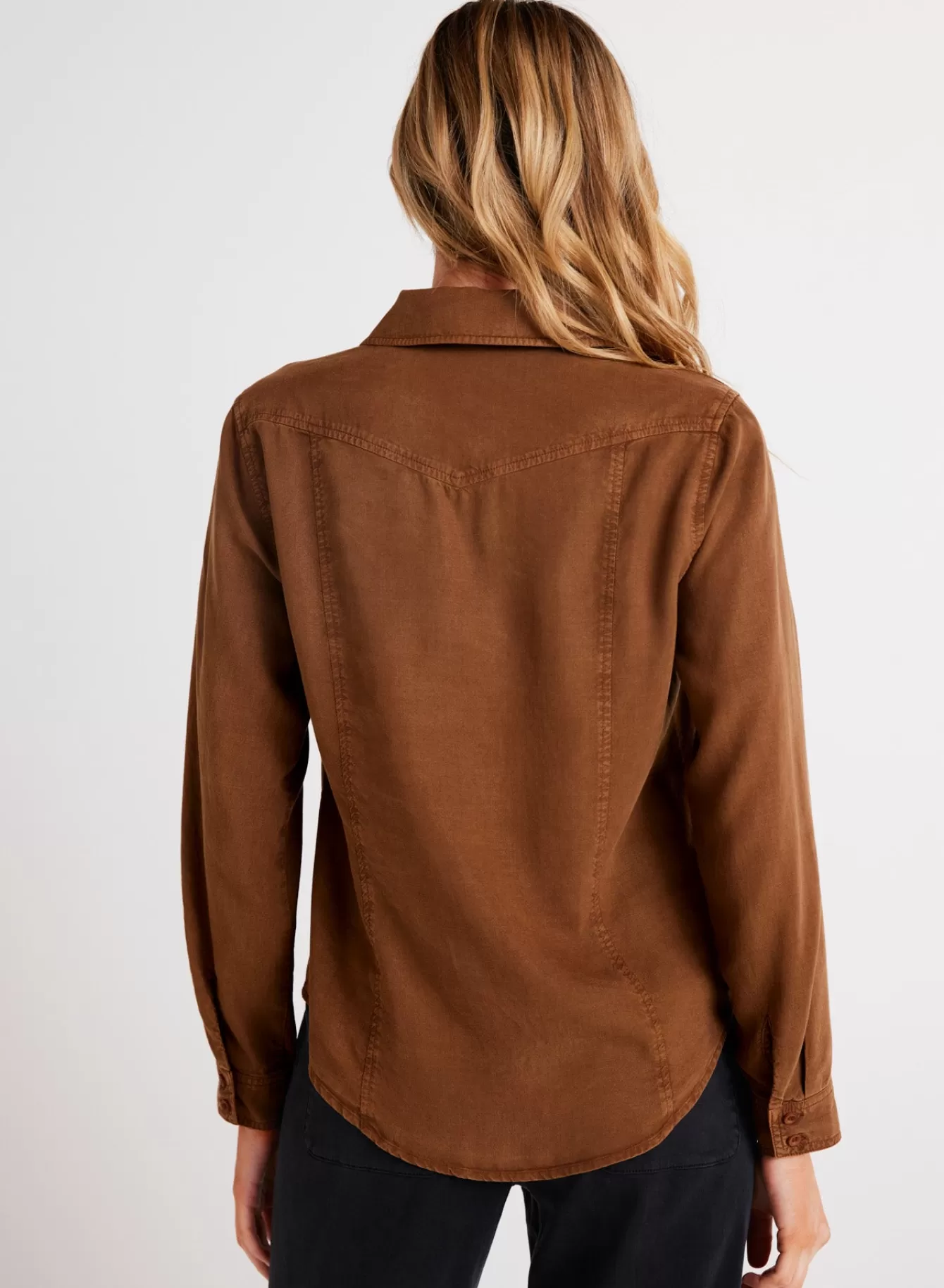 Bella Dahl Seasonal Essentials-Long Sleeve Seamed Shirt - Twilight Gold