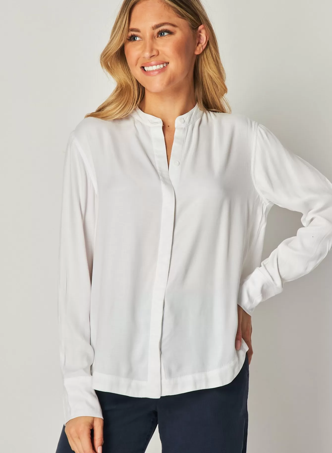 Bella Dahl Long Sleeve-Mandarin Collar Button Down -