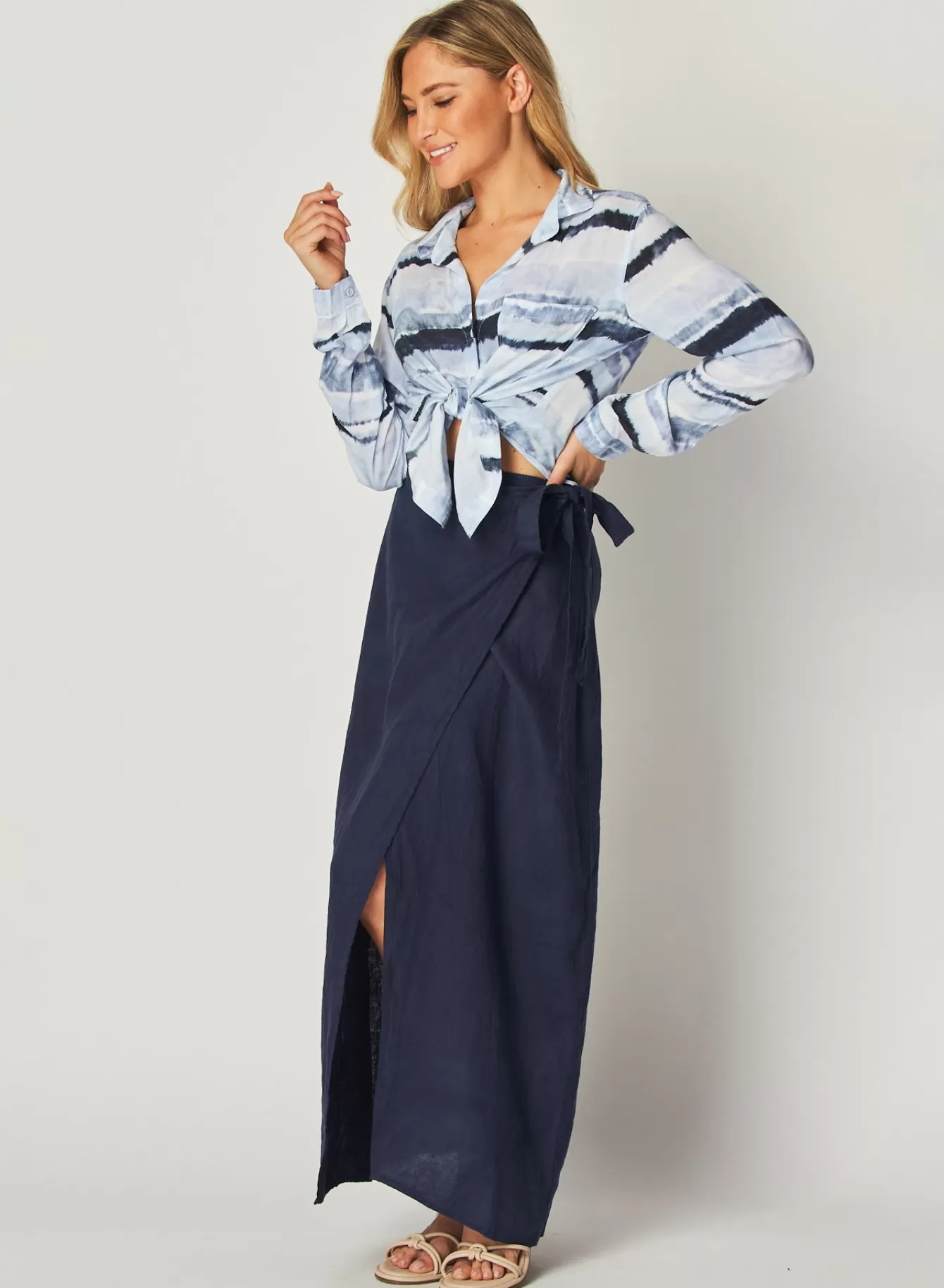 Bella Dahl Skirts-Maxi Wrap Skirt - Brazilian Navy