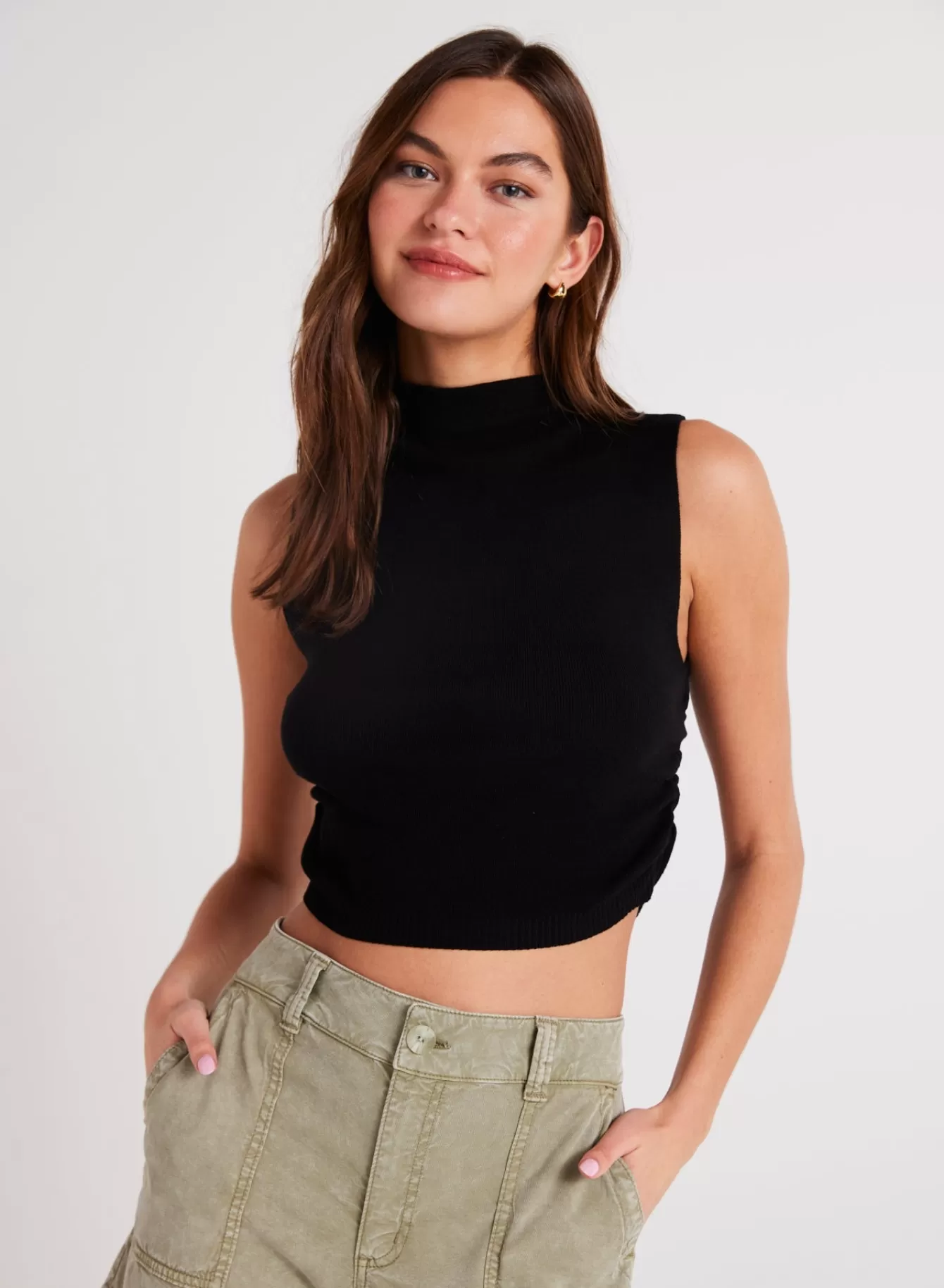 Bella Dahl Sleeveless-Mock Neck Linen Jersey Top -