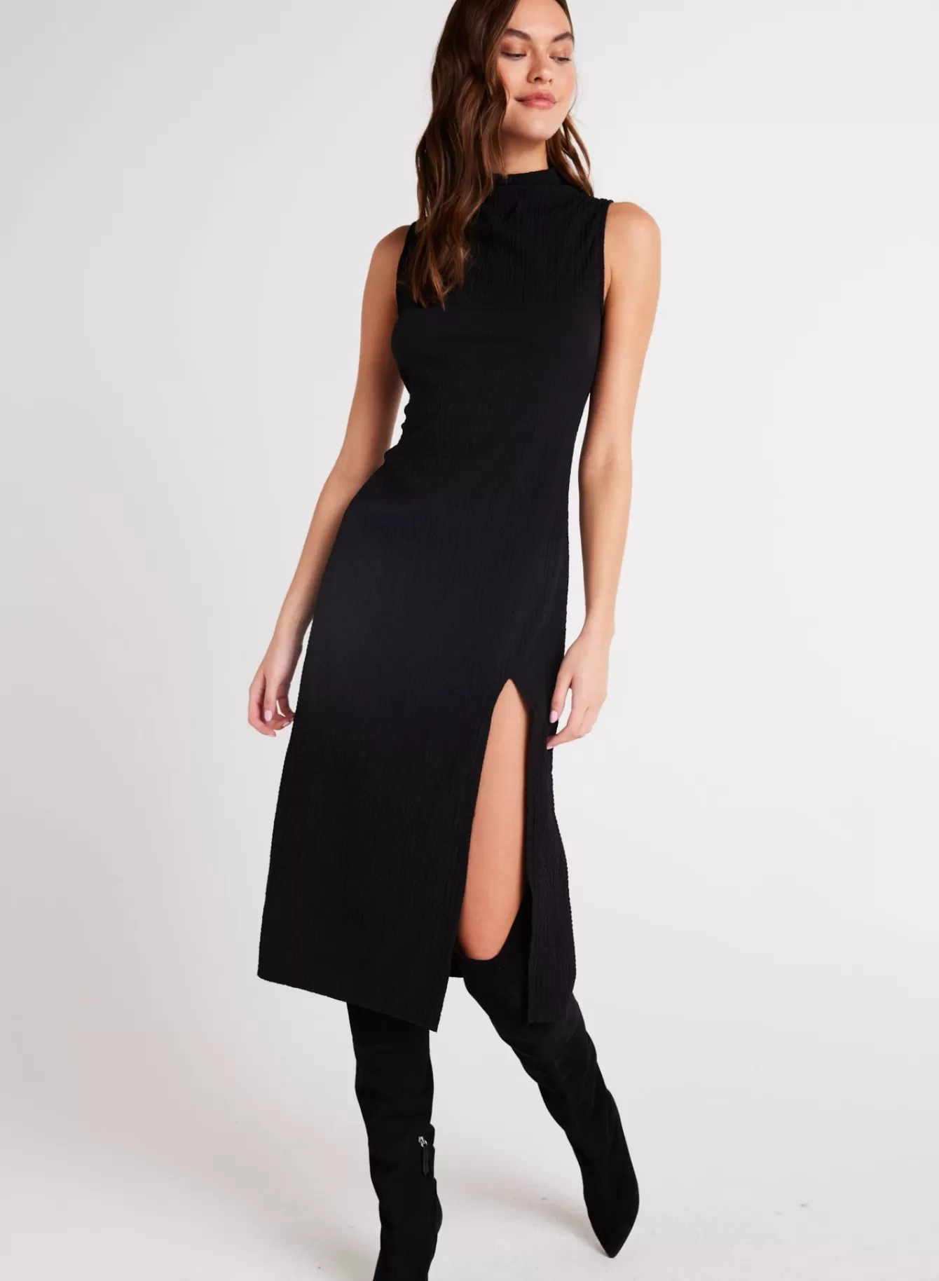 Bella Dahl Long Dresses-Mock Neck Midi Dress -