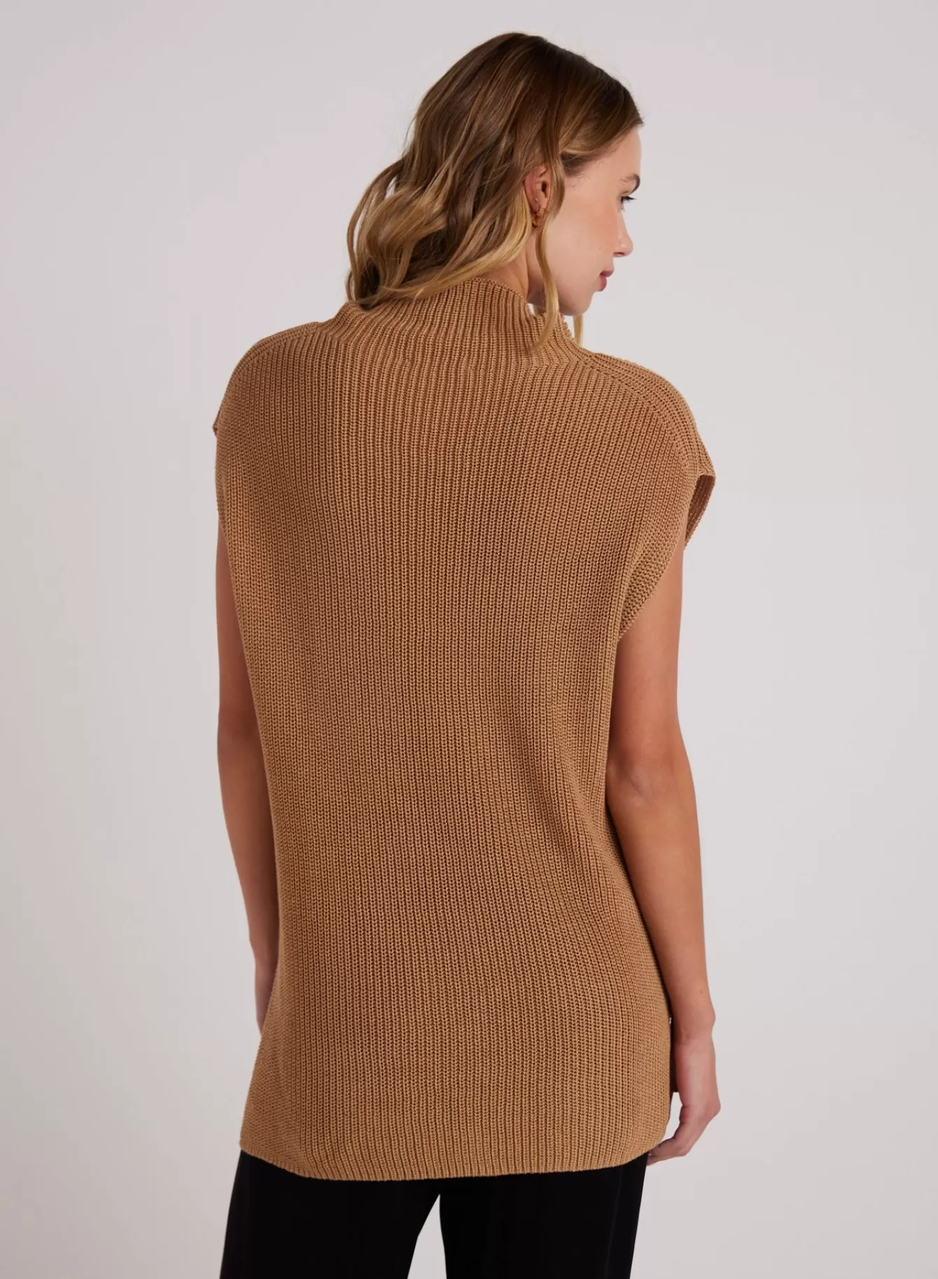 Bella Dahl Sweaters-Mock Neck Sweater Tunic - Golden Camel