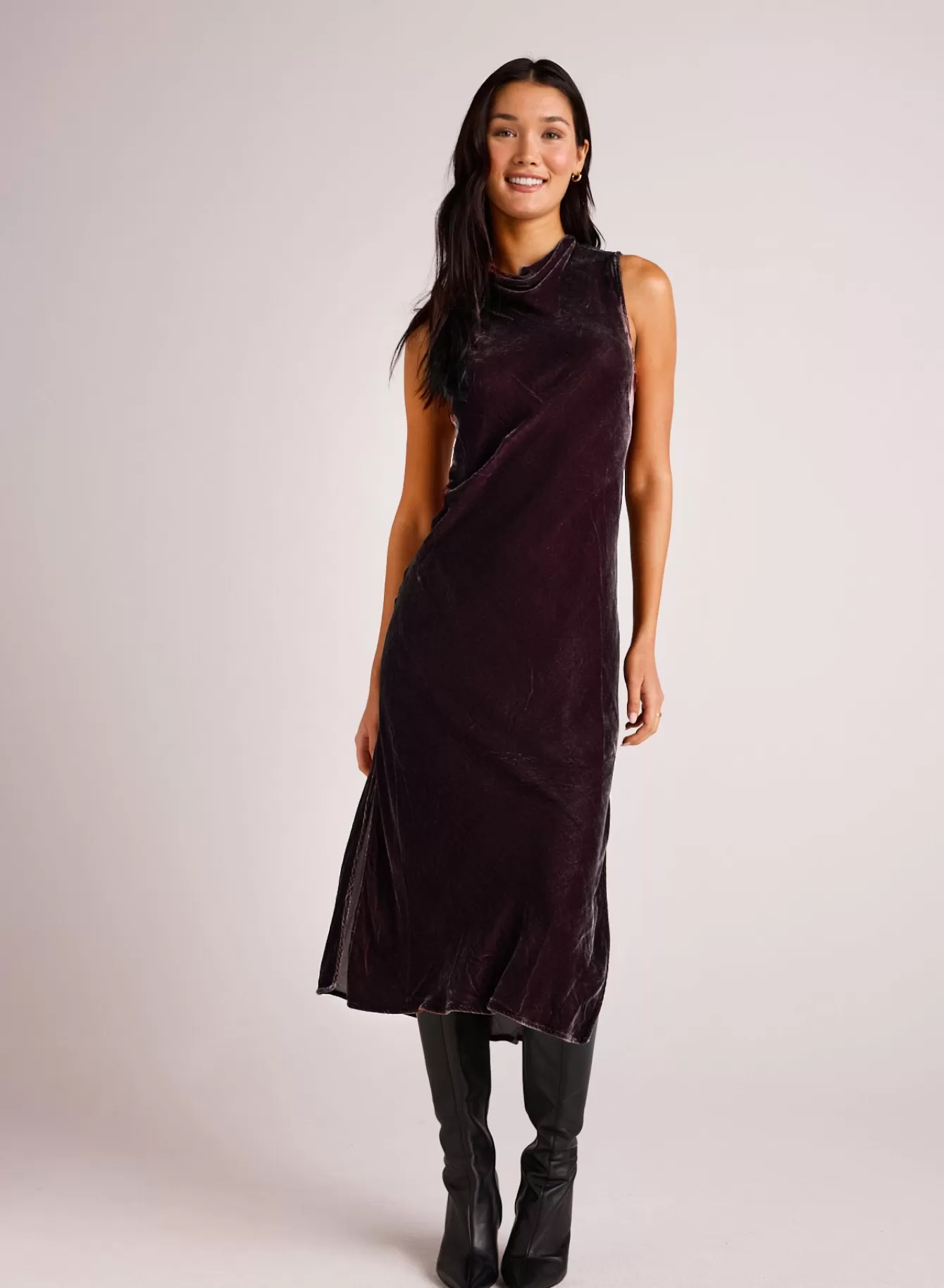 Bella Dahl Long Dresses-Mock Neck Velvet Dress -