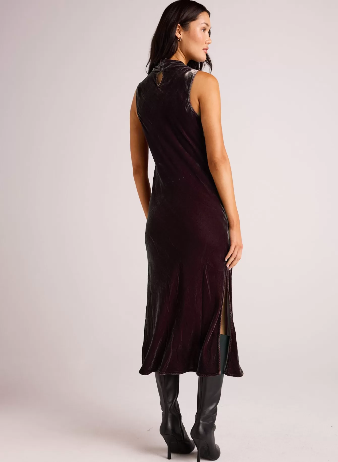 Bella Dahl Long Dresses-Mock Neck Velvet Dress -