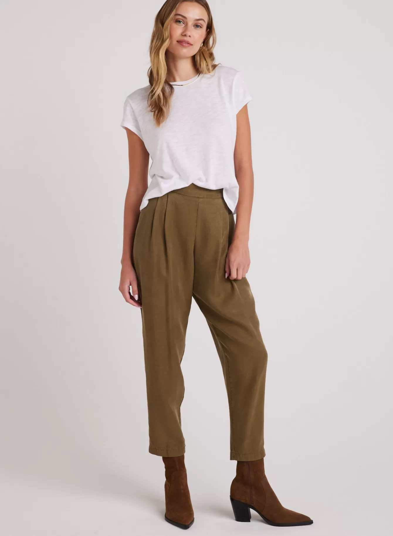 Bella Dahl Pants-Nico Clean Waist Slouchy Trouser - Basil Green