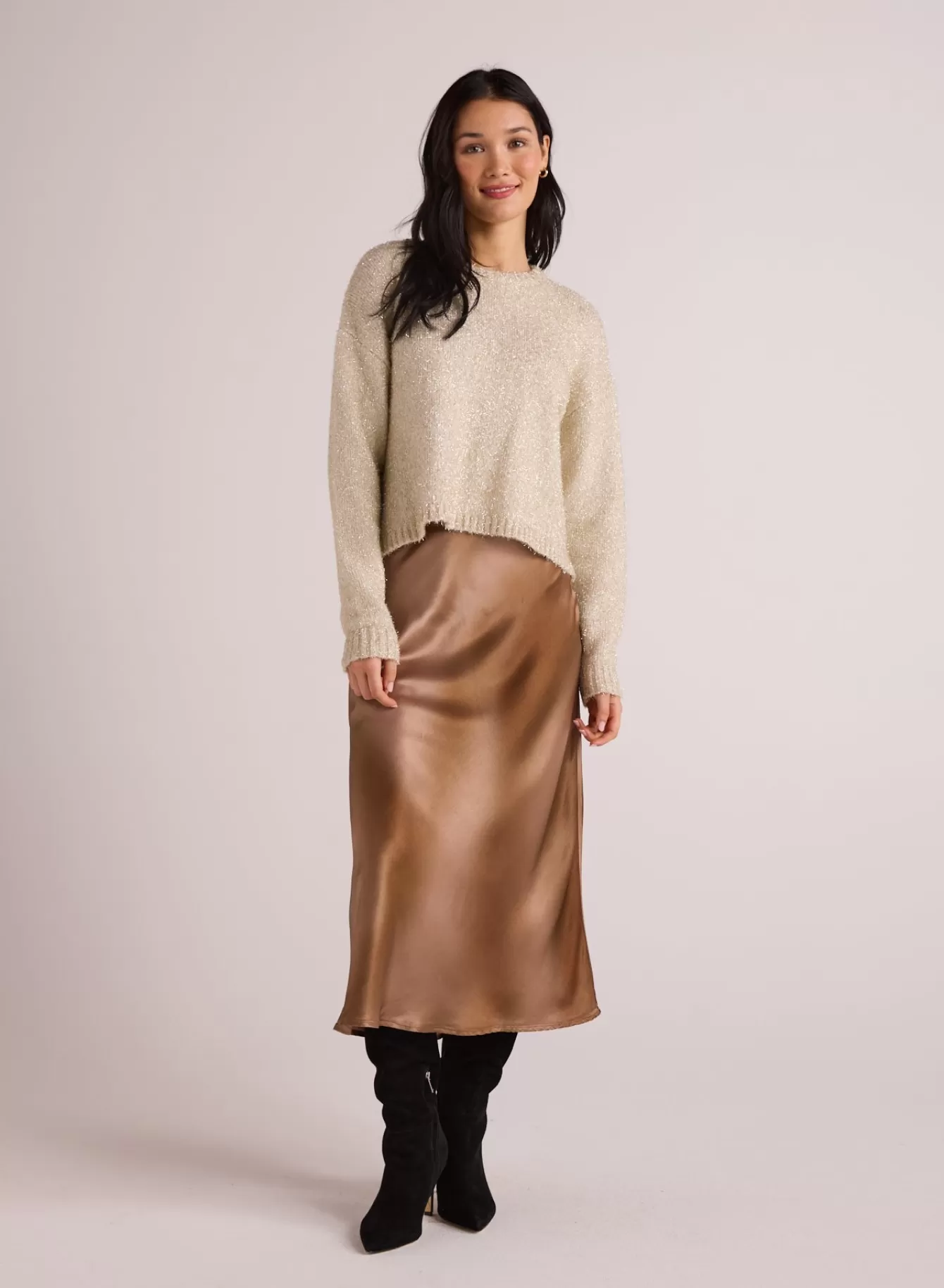 Bella Dahl Skirts-Nora Midi Bias Skirt - Gold Gradient Print