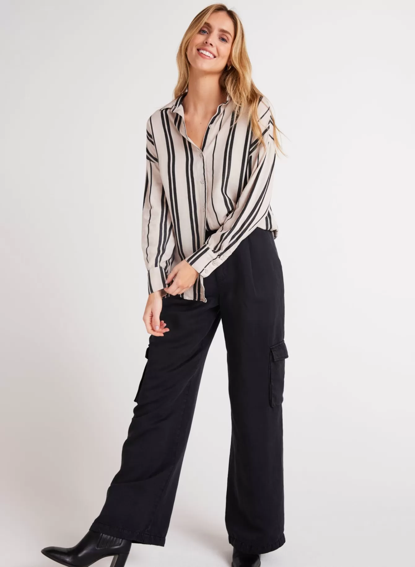 Bella Dahl Long Sleeve-Oversized Button Down - Soft Ecru