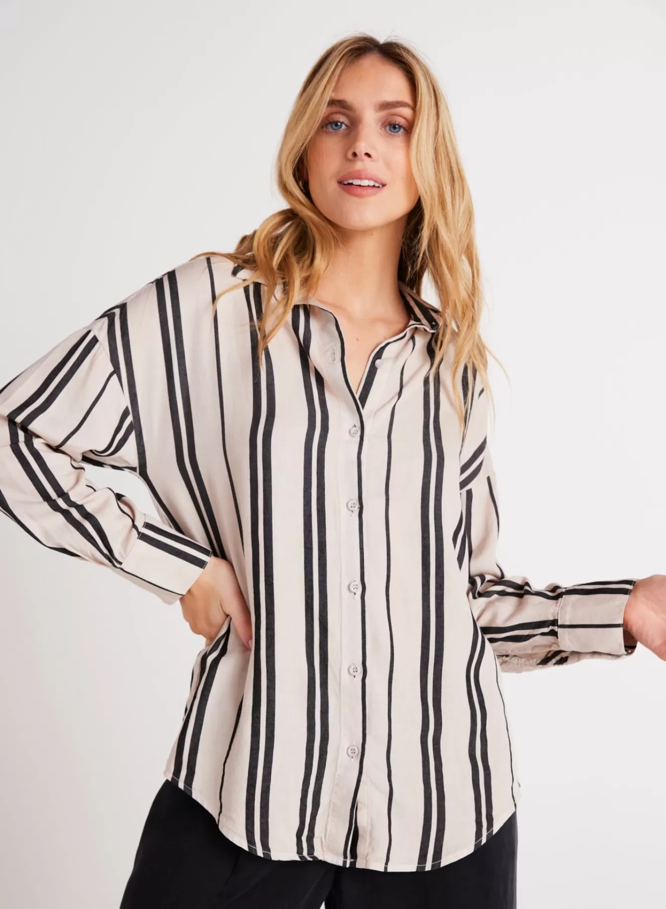 Bella Dahl Long Sleeve-Oversized Button Down - Soft Ecru