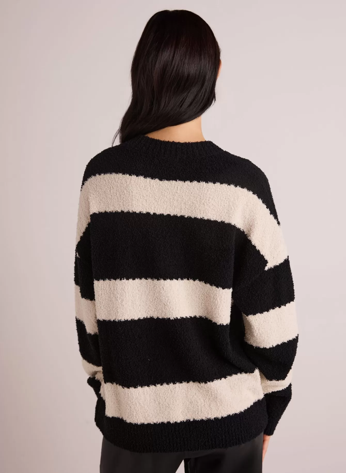 Bella Dahl Sweaters-Oversized  Crew Neck Sweater - Bone & Black