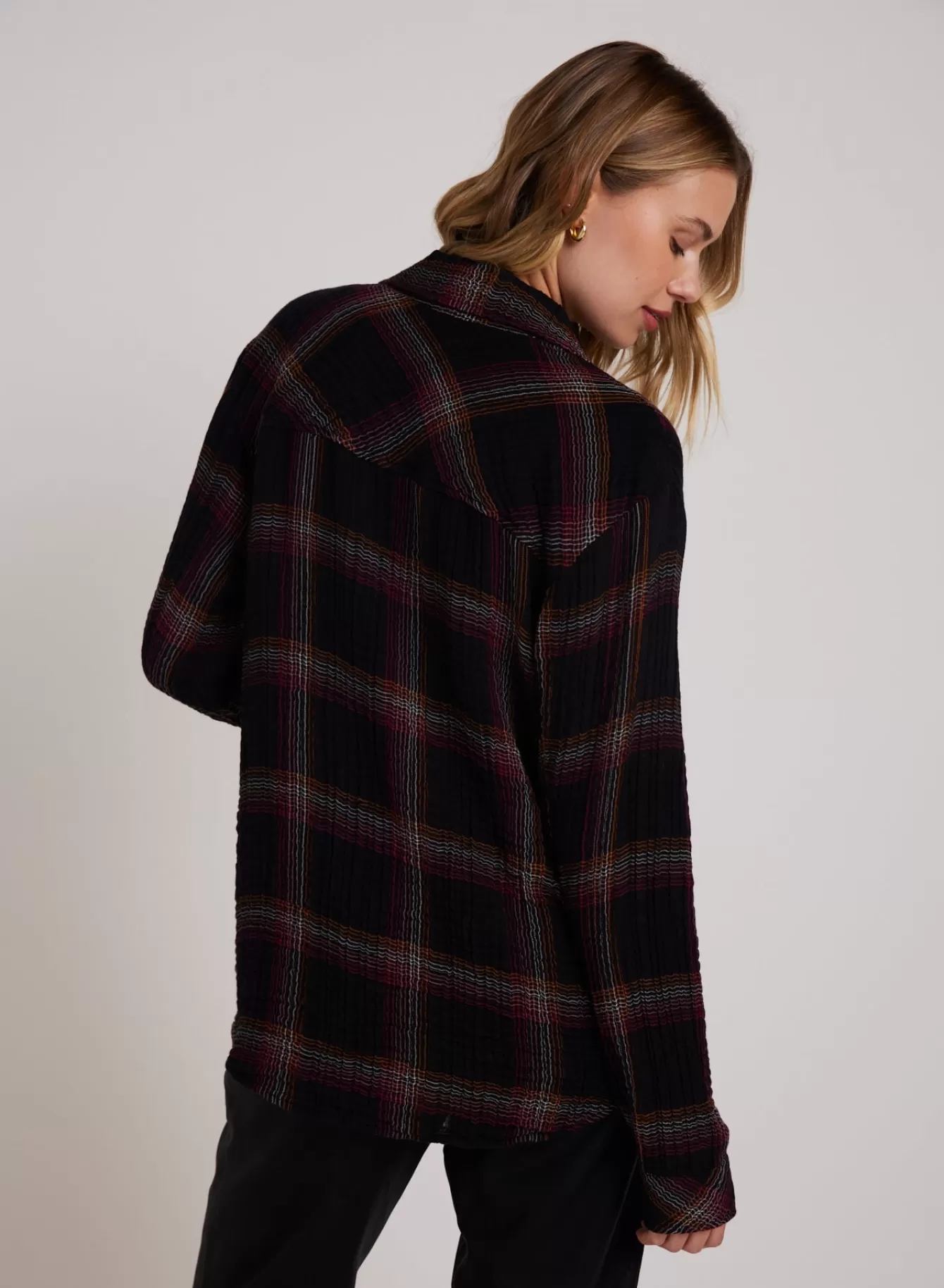 Bella Dahl Long Sleeve-Oversized Shirt with Pocket - Autumn Sunset Plaid