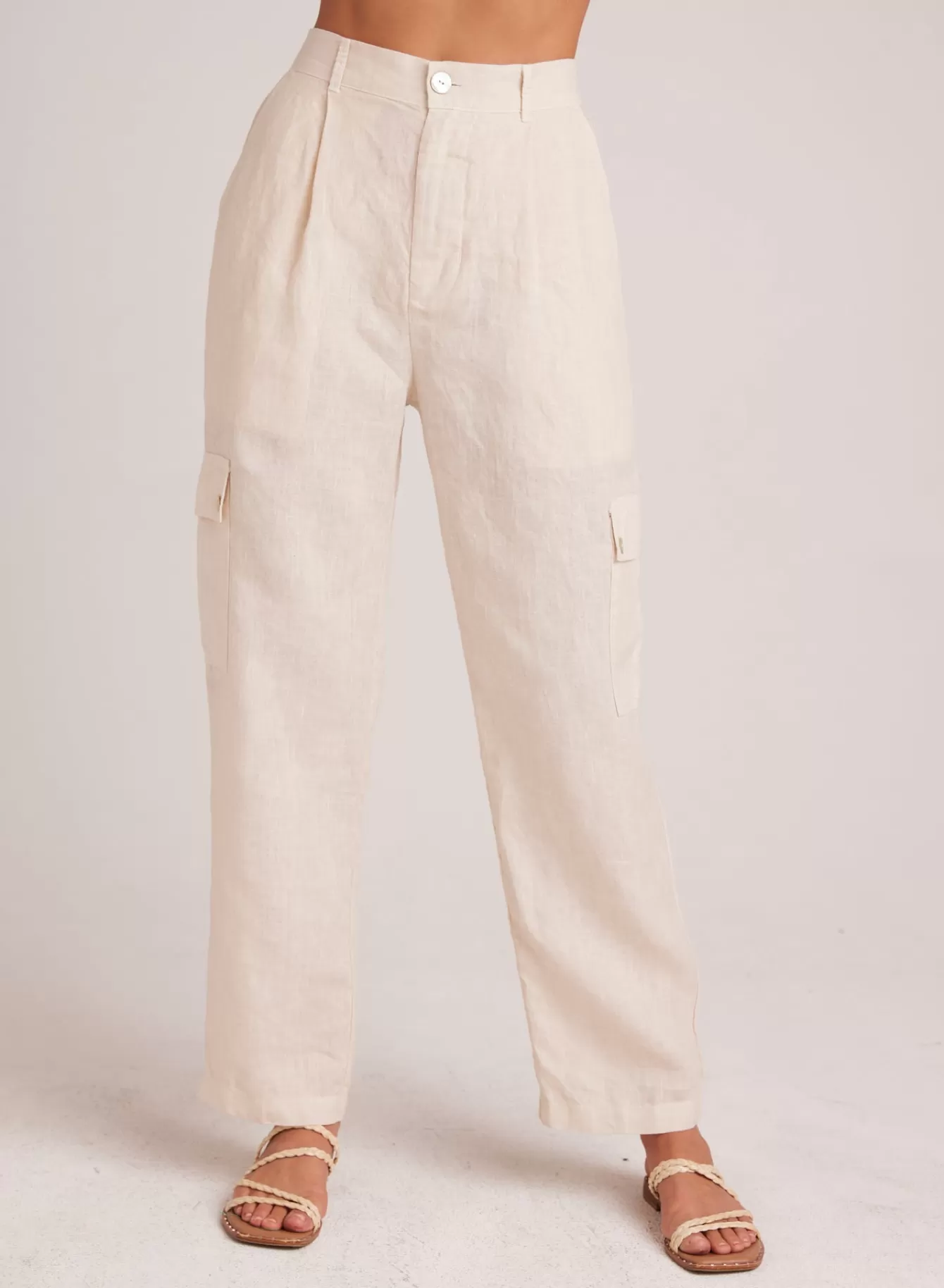 Bella Dahl Pants-Pleated Linen Cargo Trousers - Samba Tan