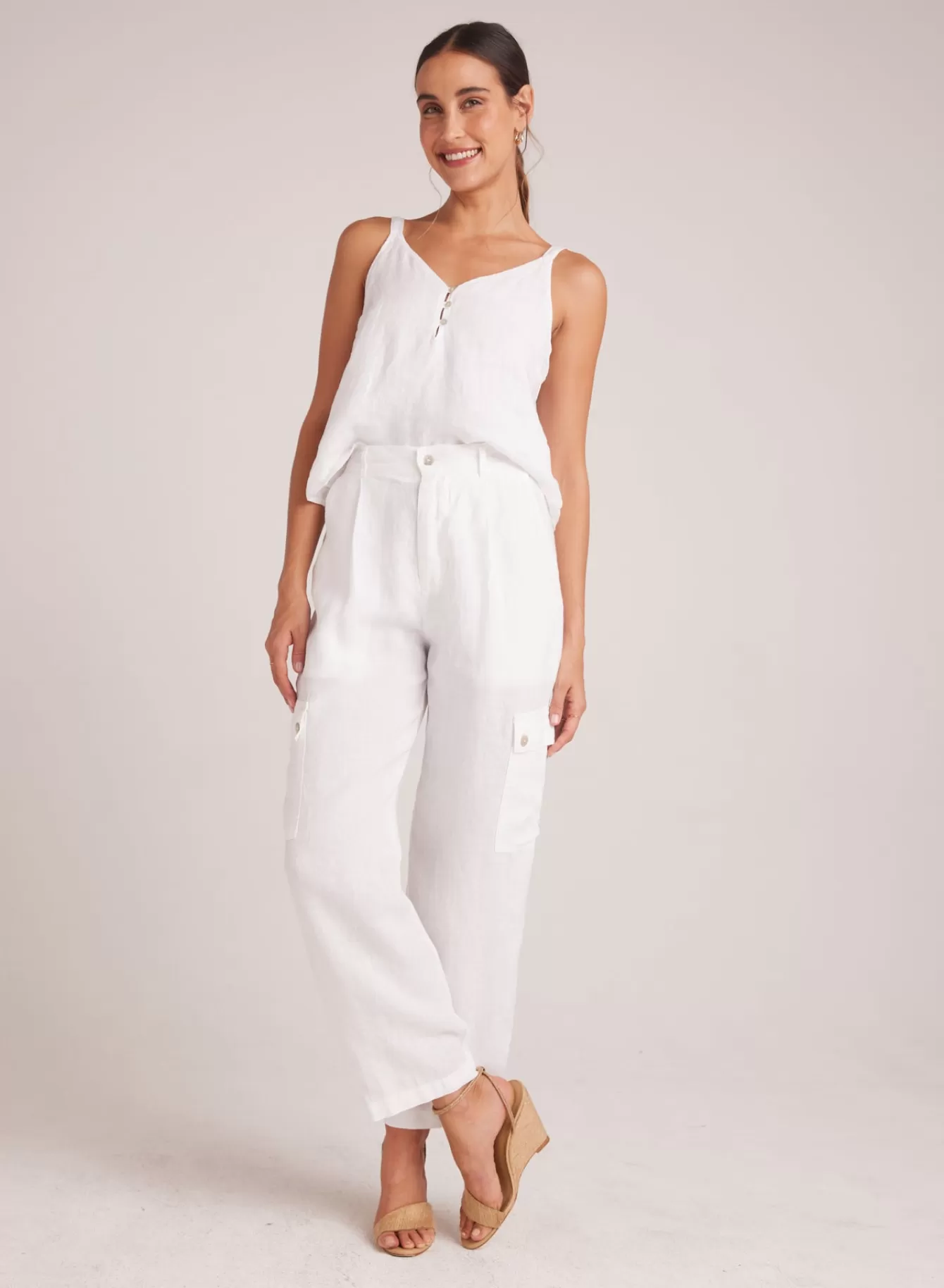 Bella Dahl Pants-Pleated Linen Cargo Trousers -