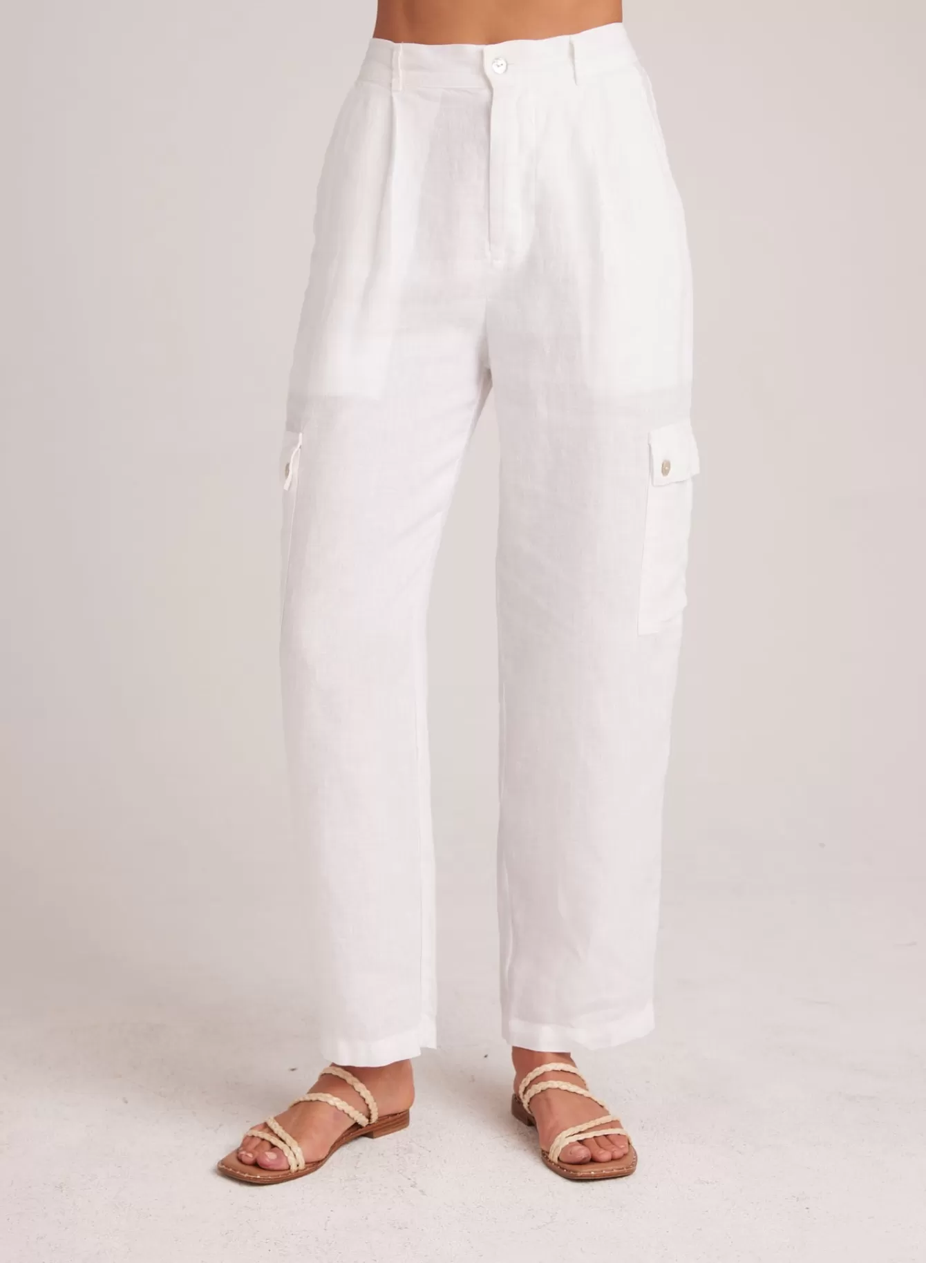 Bella Dahl Pants-Pleated Linen Cargo Trousers -