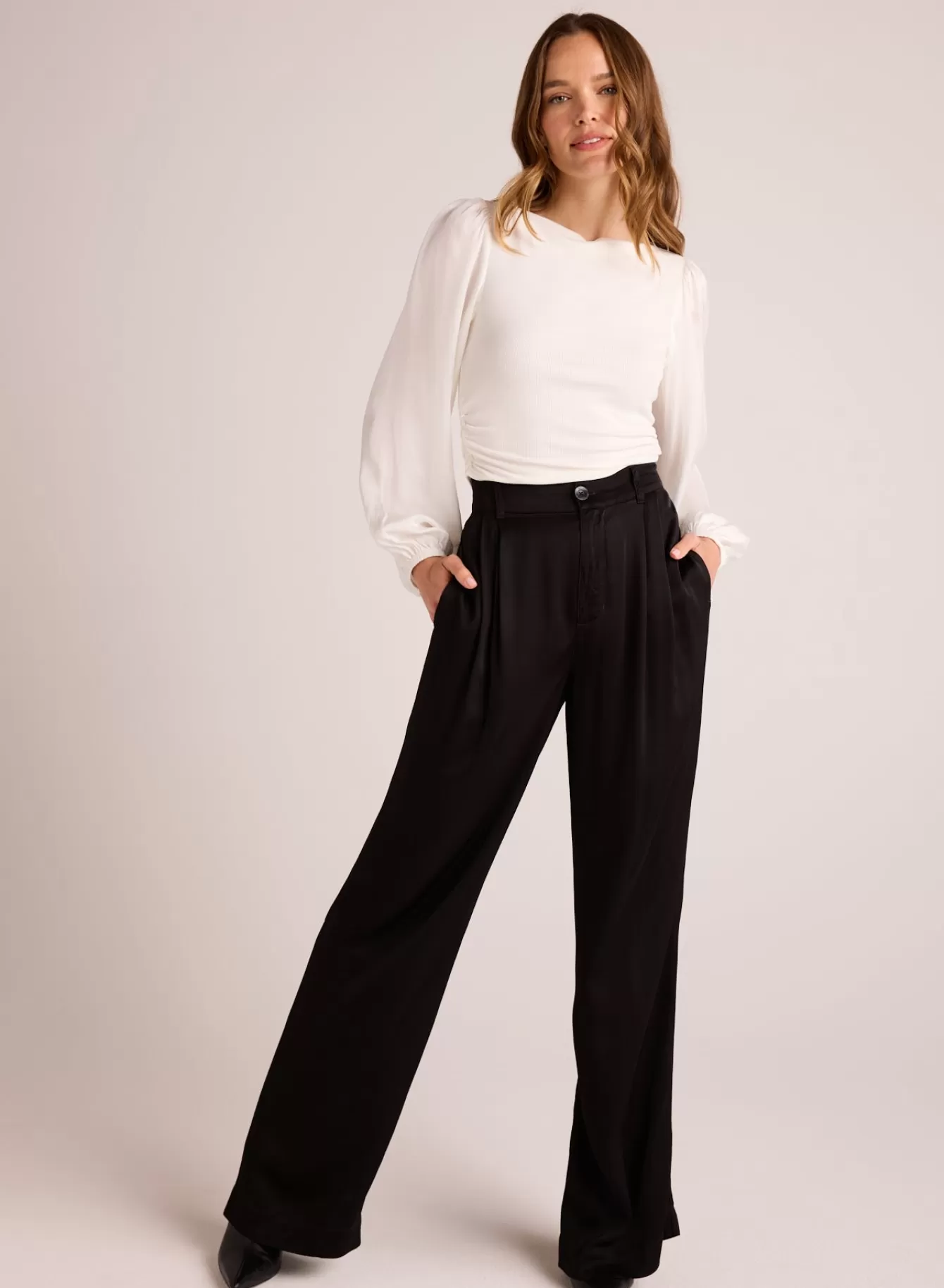 Bella Dahl Pants-Pleated Wide Leg Trouser -