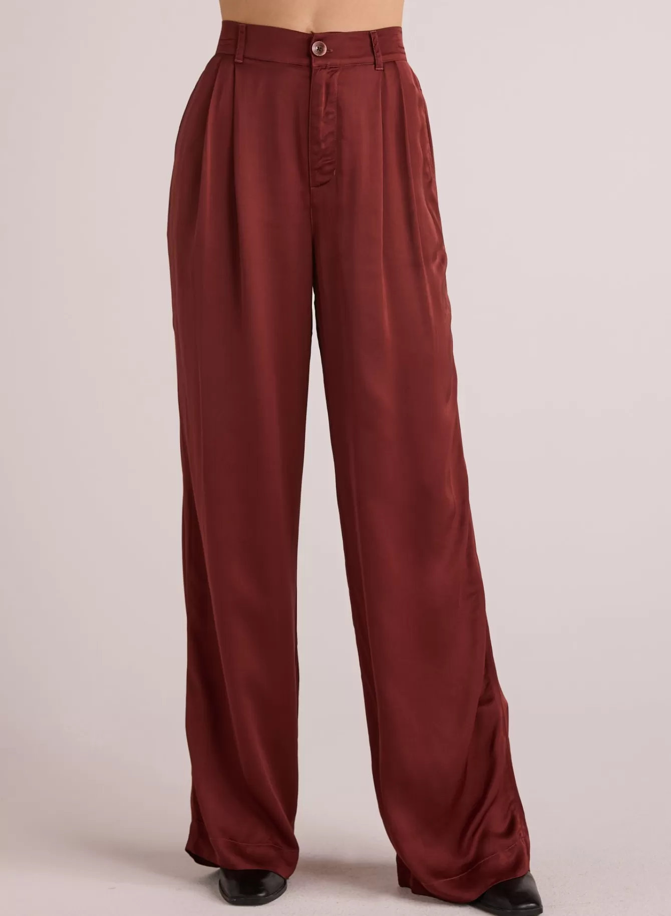 Bella Dahl Pants-Pleated Wide Leg Trouser - Brandy Wine