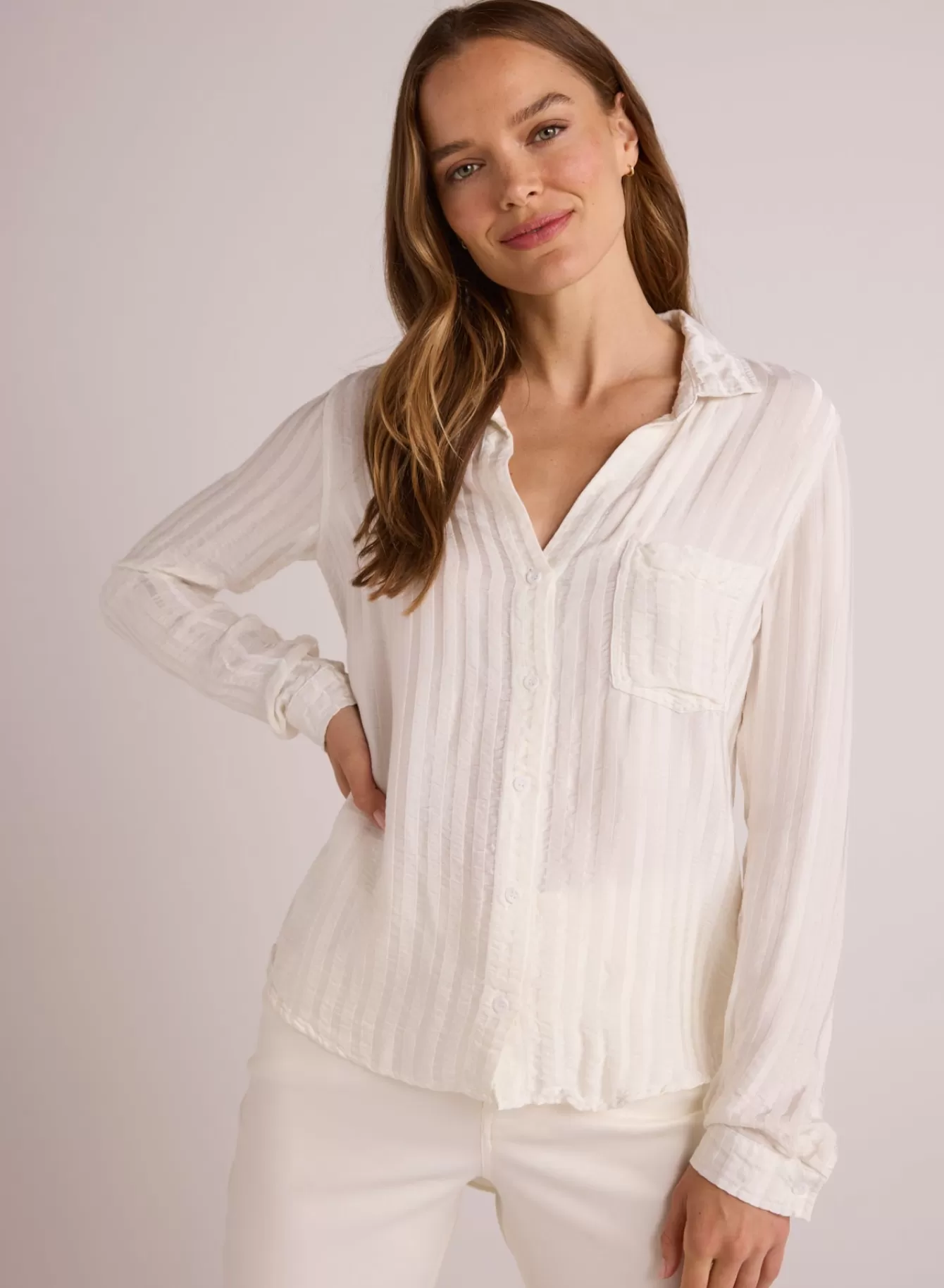 Bella Dahl Button Down-Pocket Button Down - Winter White