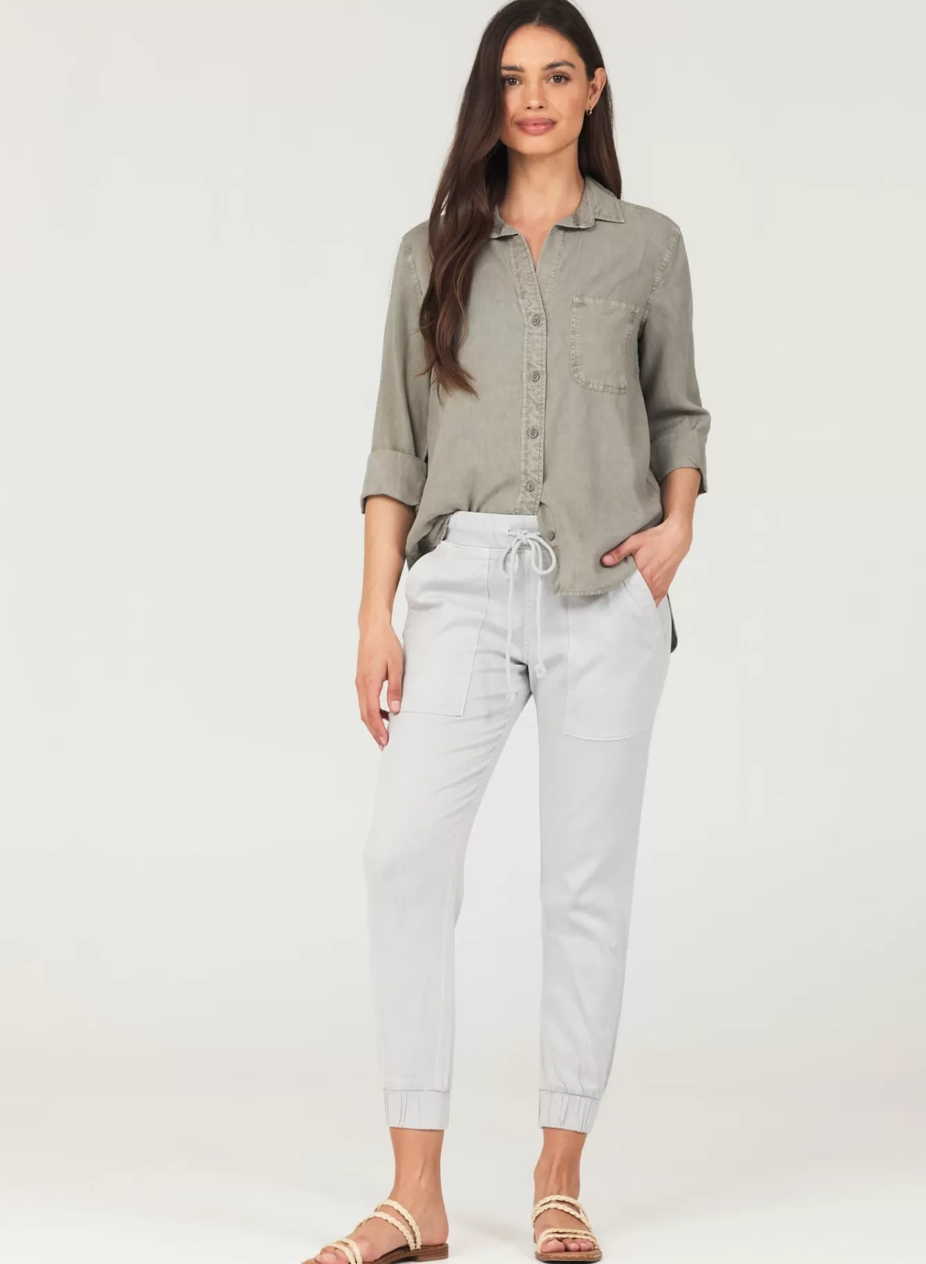 Bella Dahl Essentials Bottoms-Pocket Jogger - Foggy Sky