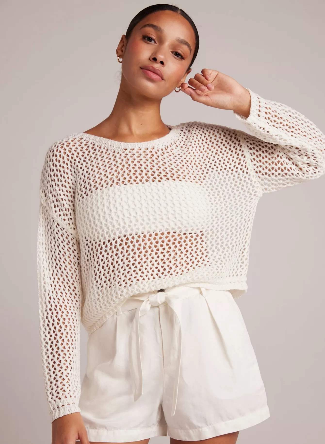 Bella Dahl Long Sleeve-Relaxed Dropped Shoulder Sweater - Off White