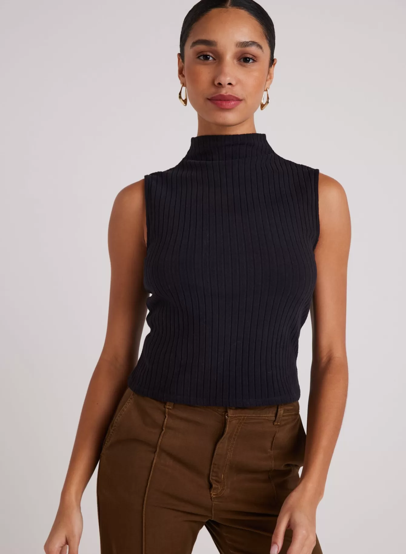 Bella Dahl Sleeveless-Rib Mock Neck Top -  