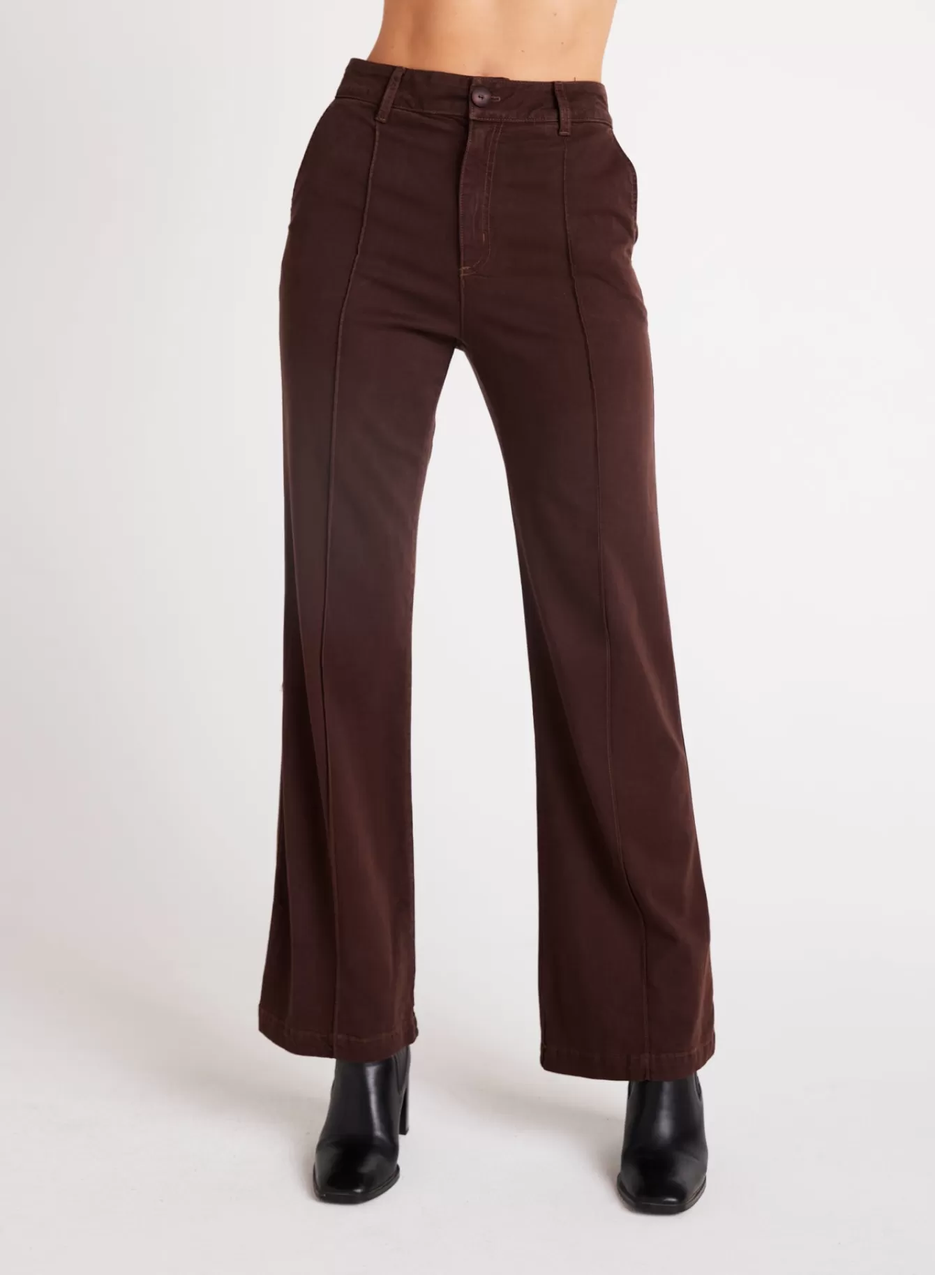 Bella Dahl Pants-Ryder Pintuck Wide Leg - Chocolate Plum