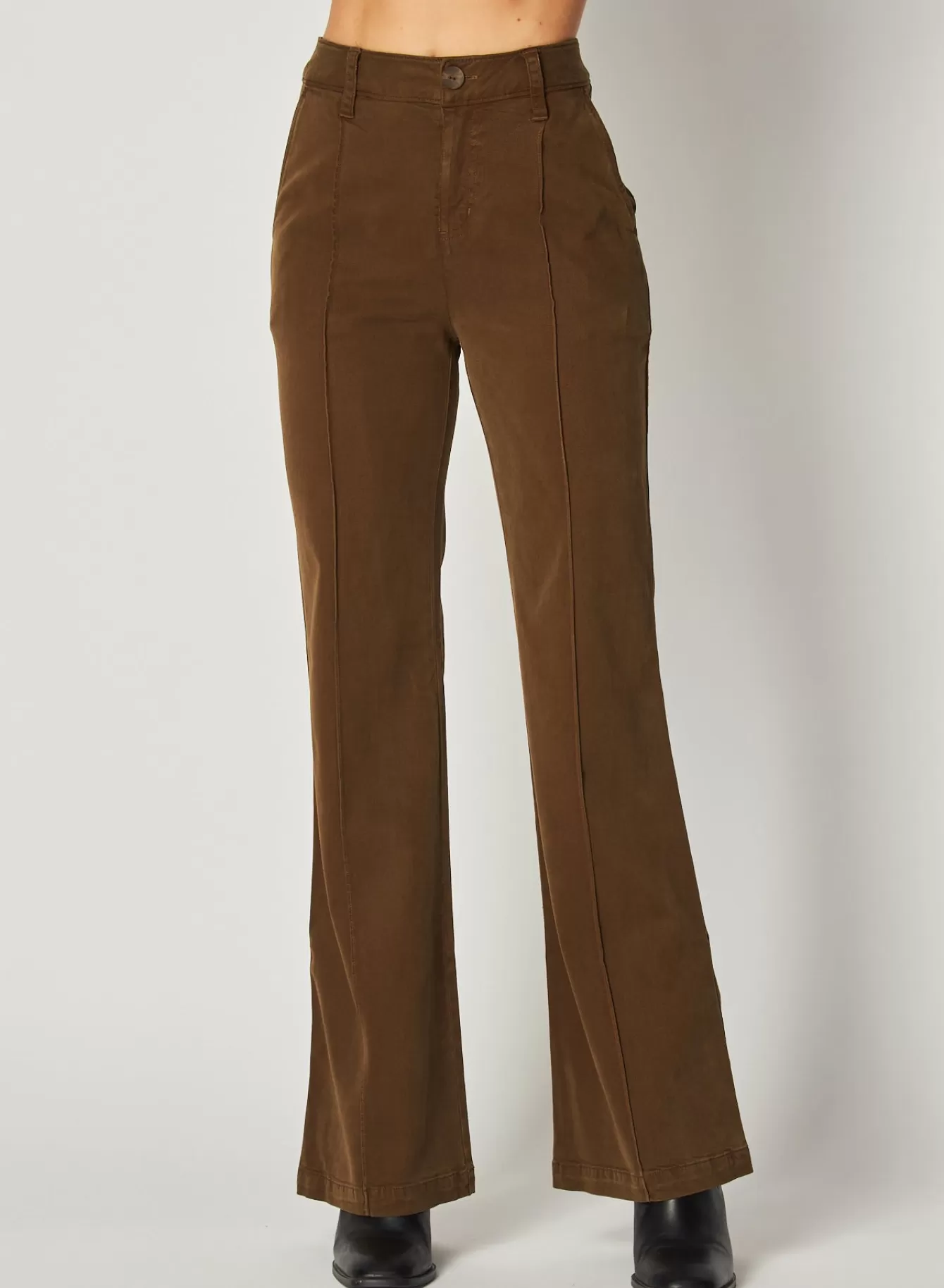 Bella Dahl Pants-Ryder Pintuck Wide Leg - Olive Spice