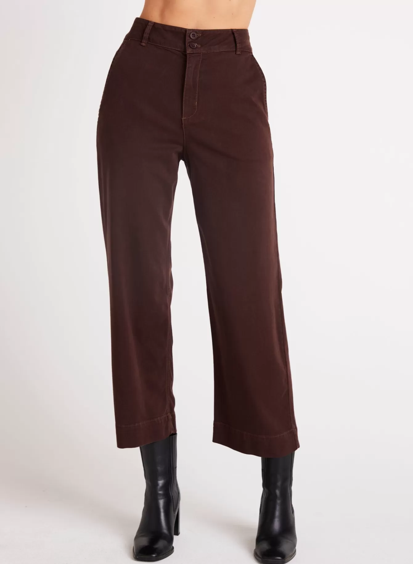 Bella Dahl Pants-Saige Wide Leg Crop - Chocolate Plum