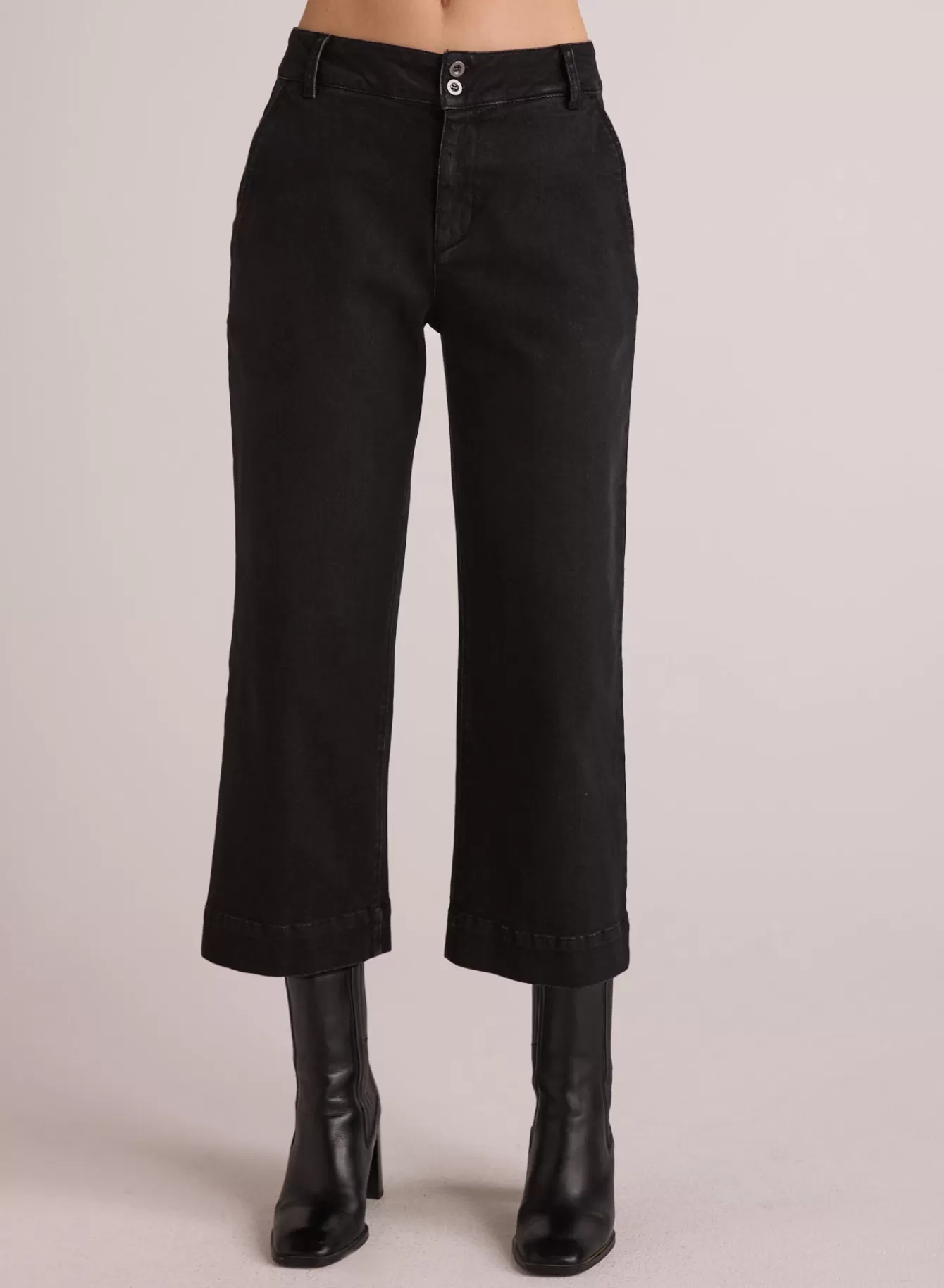 Bella Dahl Pants-Saige Wide Leg Crop - Smoke Wash