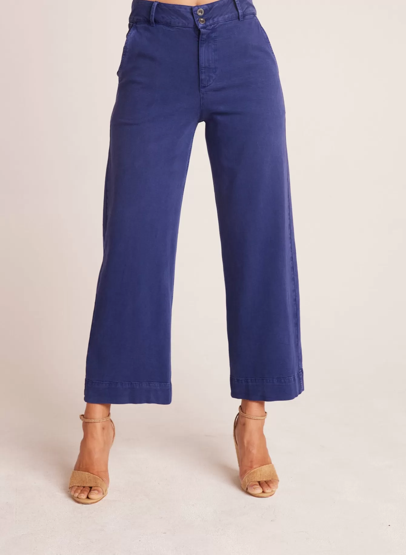 Bella Dahl Pants-Saige Wide Leg Crop - Tropical Navy