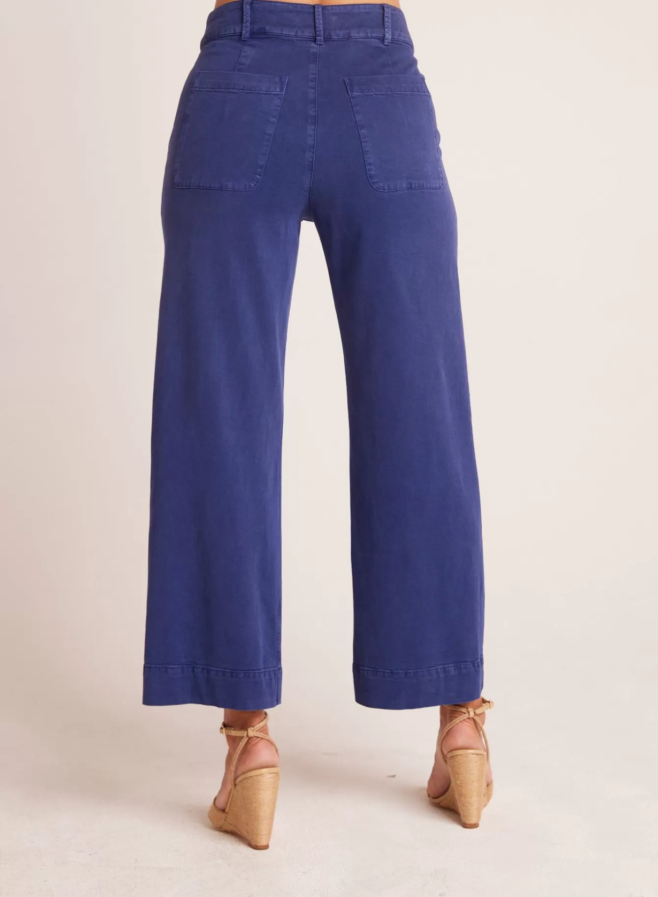 Bella Dahl Pants-Saige Wide Leg Crop - Tropical Navy