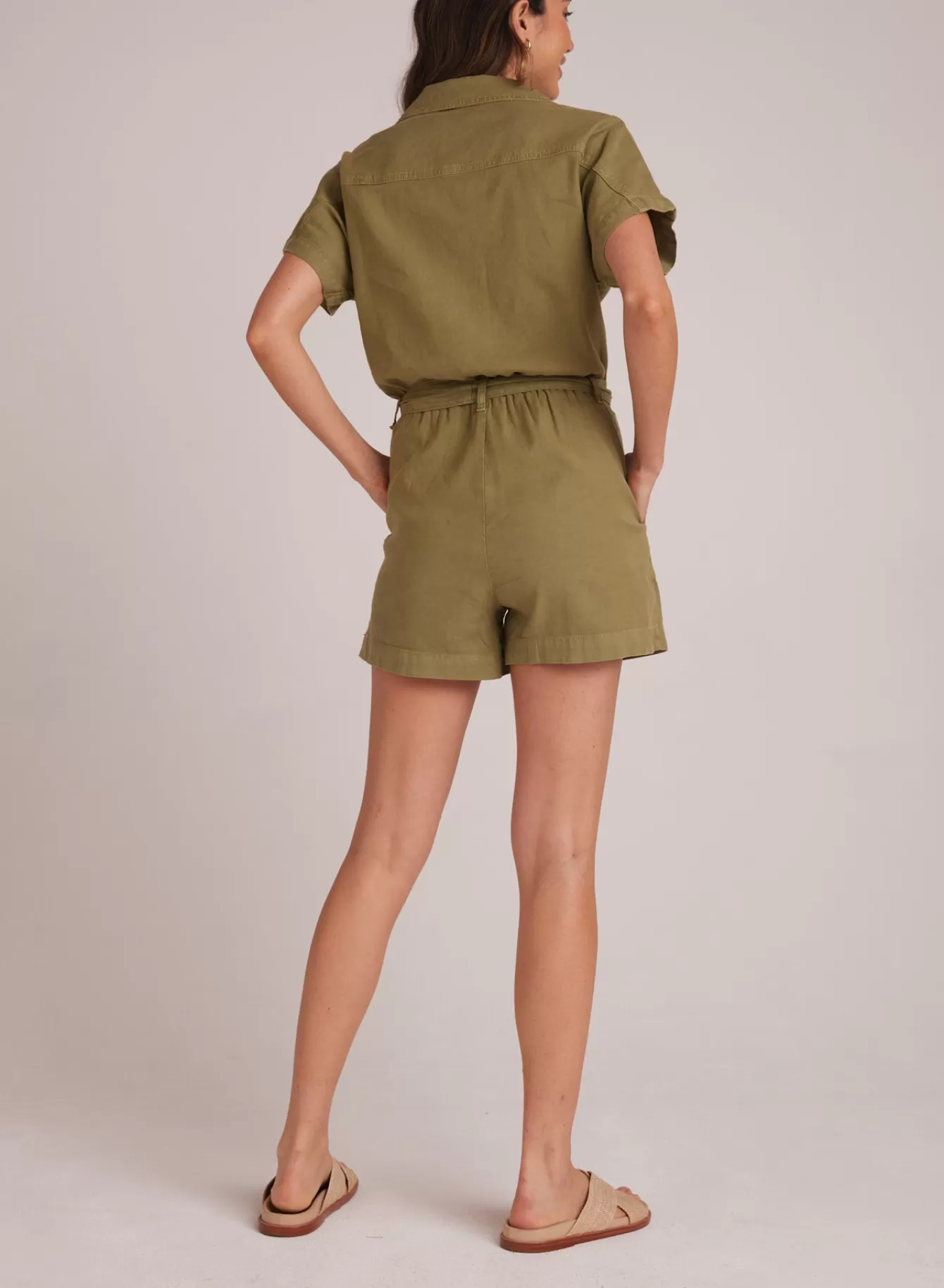 Bella Dahl Rompers & Jumpsuits-Searose  Romper with Belt - Tropical Olive