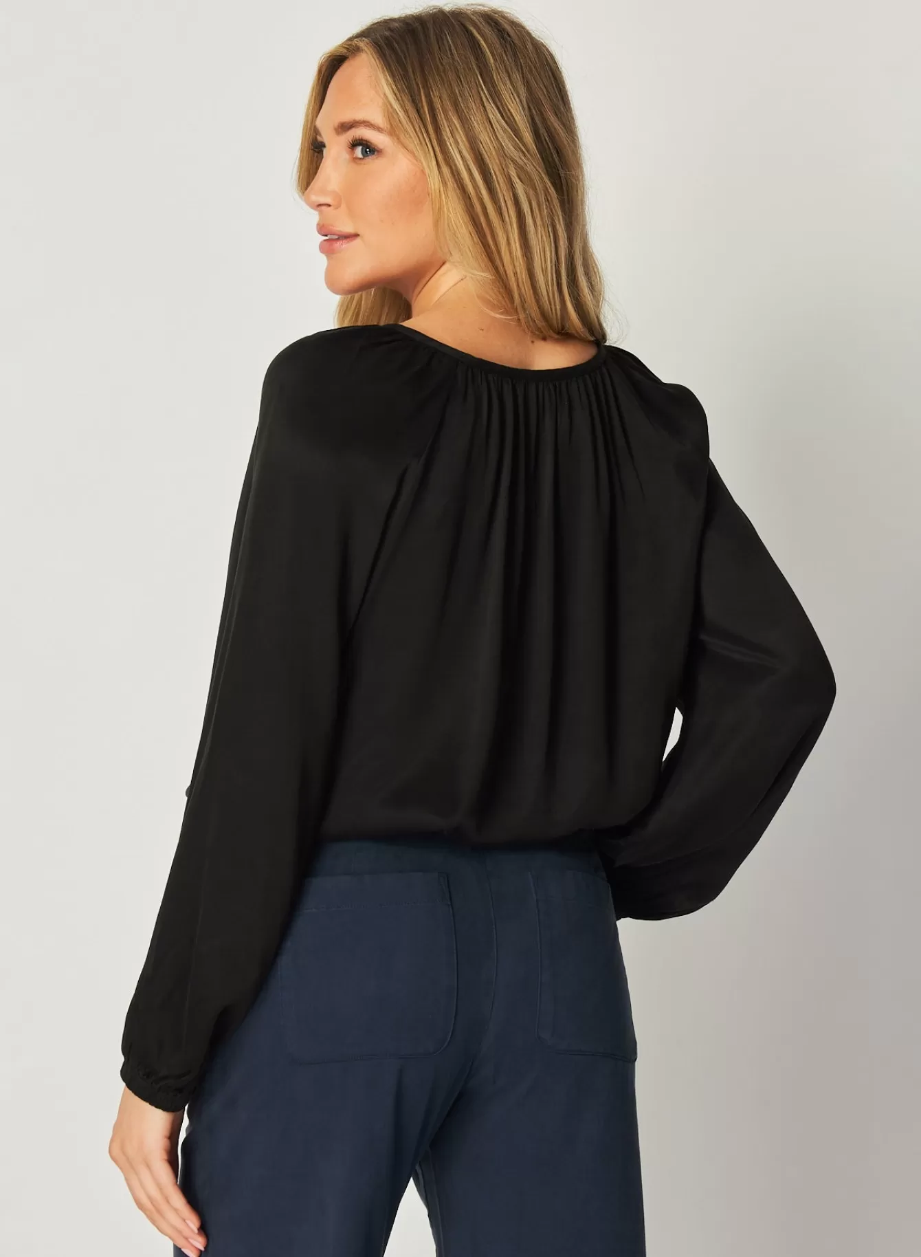 Bella Dahl Long Sleeve-Shirred Button Front Blouse -