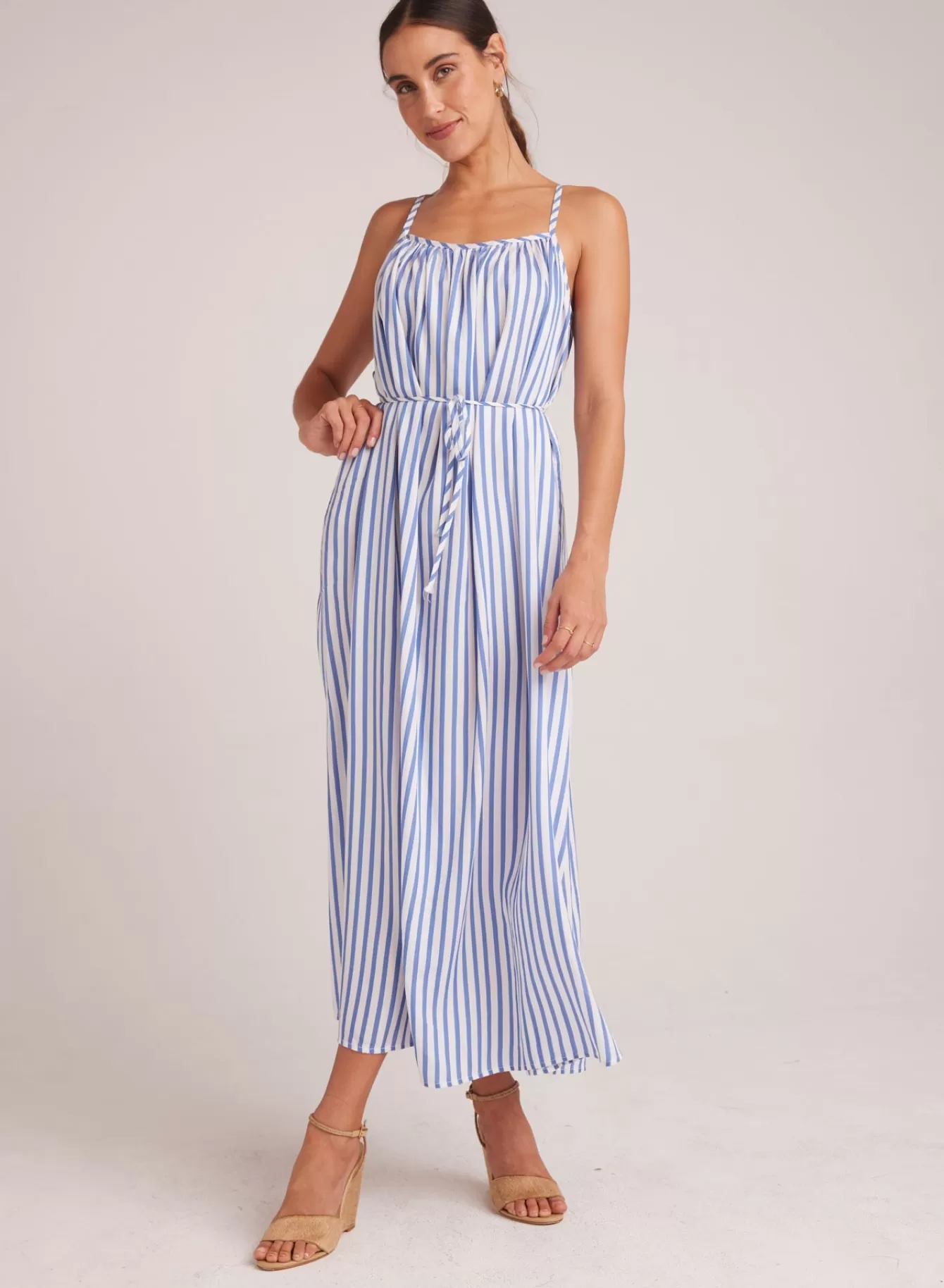 Bella Dahl Long Dresses-Shirred Cami Maxi Dress - Bahia Breeze Stripe