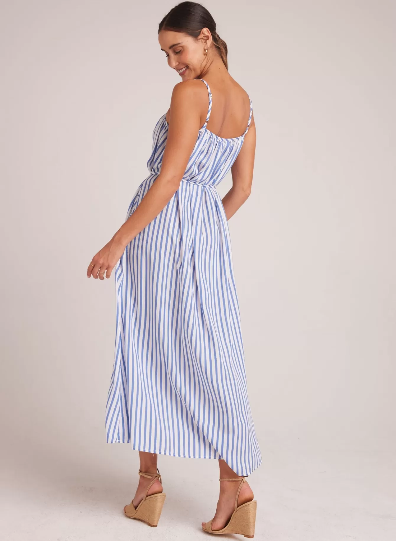 Bella Dahl Long Dresses-Shirred Cami Maxi Dress - Bahia Breeze Stripe