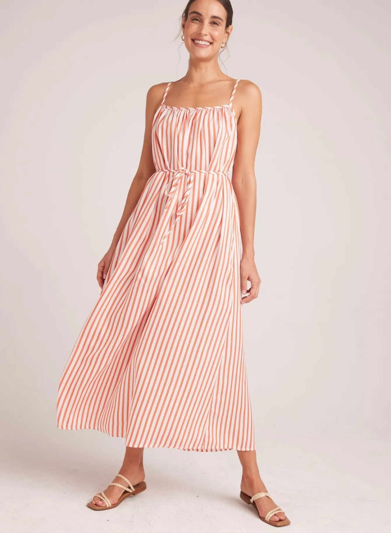 Bella Dahl Long Dresses-Shirred Cami Maxi Dress - Sunset Blaze Stripe