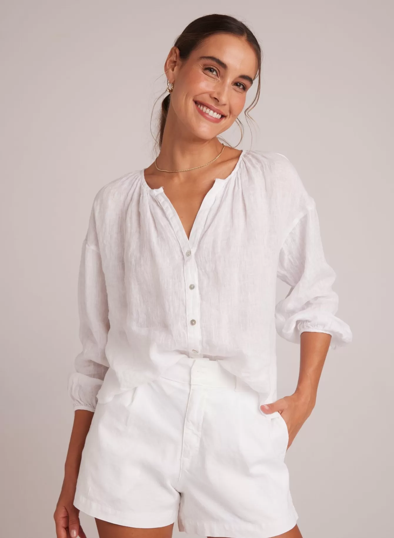 Bella Dahl Long Sleeve-Shirred Neck Blouse -